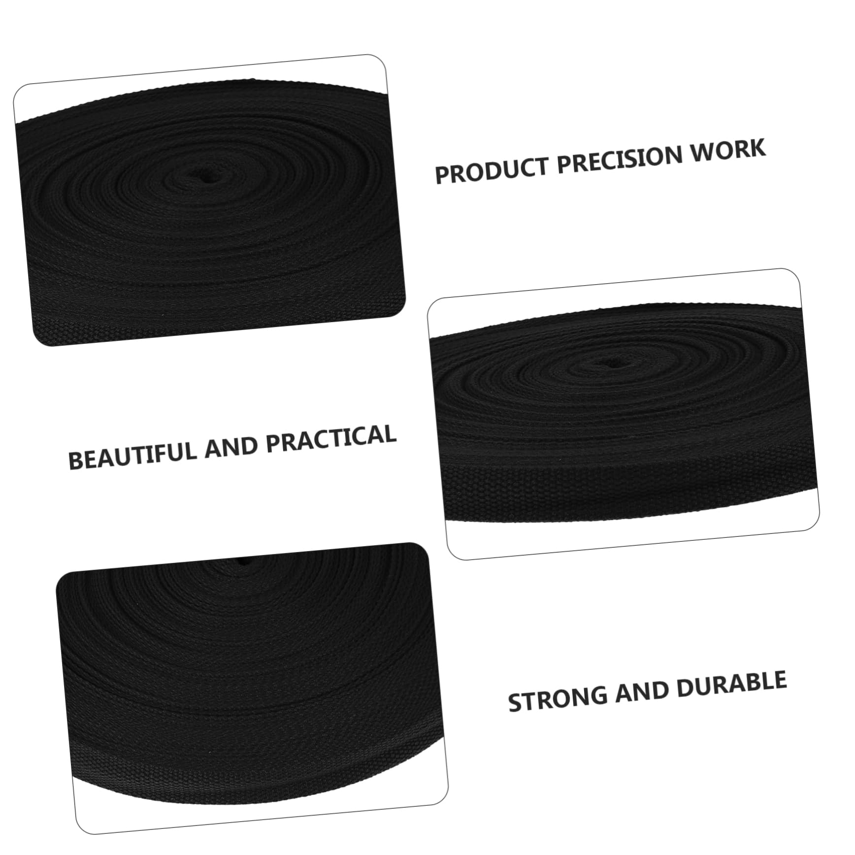 Gogogmee Heavy Duty Webbing Belt Black Cotton Webbing 2cm Sewing Band Tape for DIY Projects