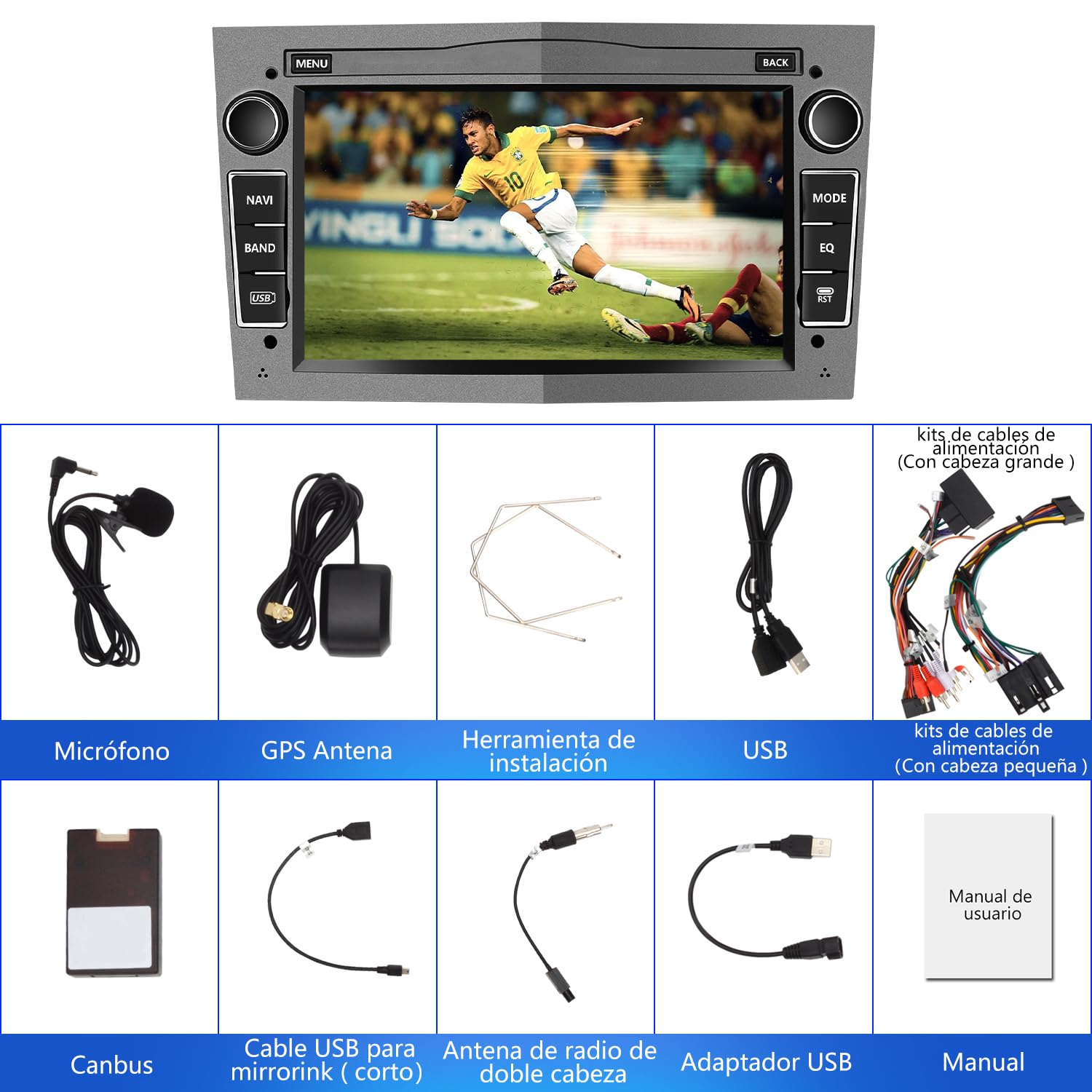 AWESAFE Android 12.0 2GB+64GB Pantalla de Coche para Opel con Carplay/Android Auto, Pantalla Táctil 7 Pulgadas con WiFi/GPS/Bluetooth/DSP/RDS/USB/FM/24 Temas, Apoyo Mandos Volante,MirrorLink(Gris)