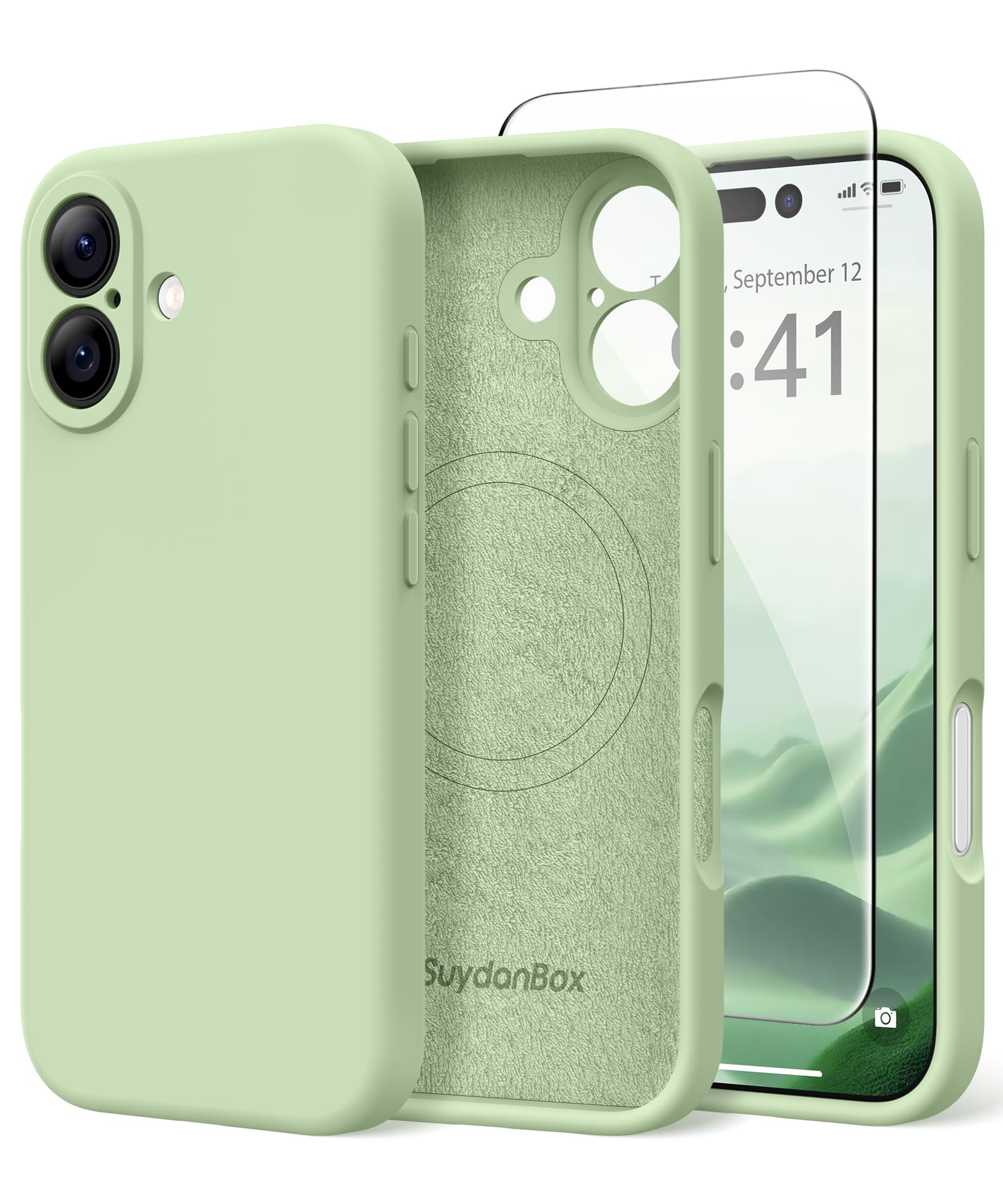 Magnetic for iPhone 16 Plus Case Silicone Matcha