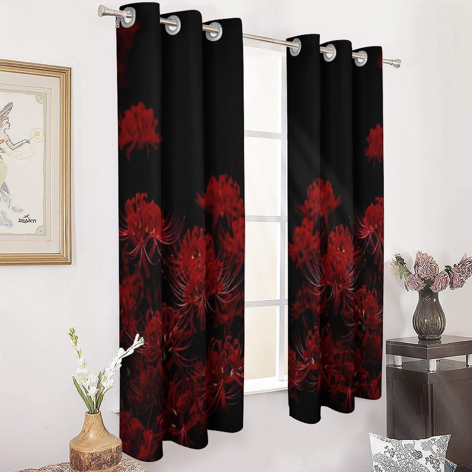 【未使用品♬最終値下げ！】エレガントな花柄カーテン♡ 楽天市場】花柄 カーテン 非遮光 おしゃれ かわいい 刺繍 洗える