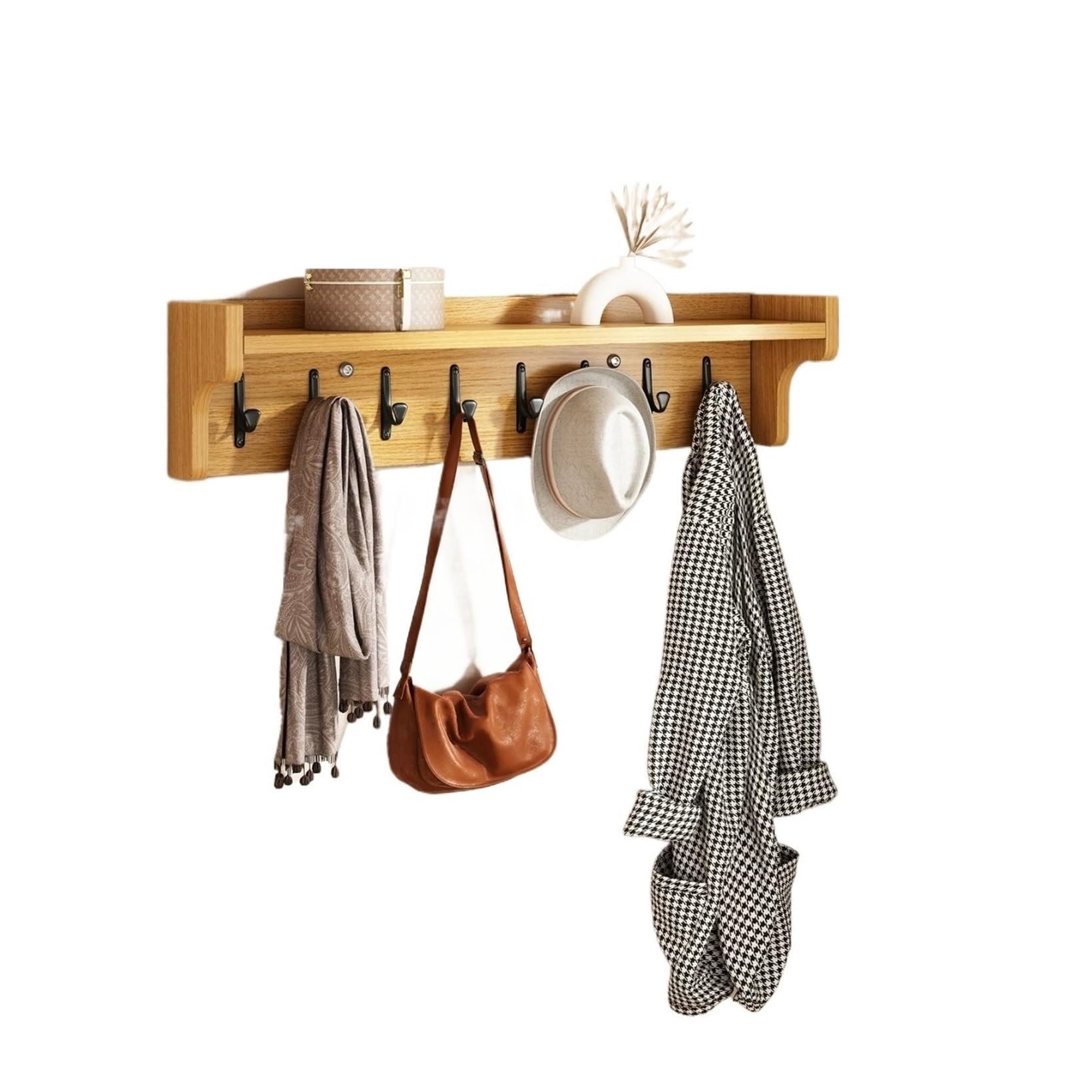 ZTHYSHOZ Coat Hooks Wall-Mounted Coat Racks, Multi-Purpose, Key Hooks, and Storage Solutions(Natural,Small)