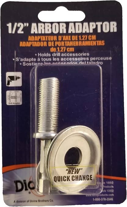 Dico Products Quick Change Arbor Adapter: 1/4" Hex x 1/2"