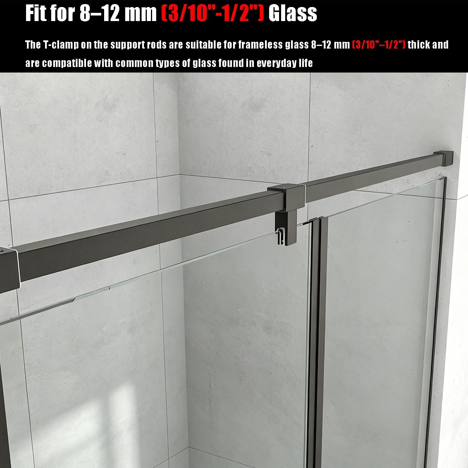 Bezramowy Wspornik Drzwi Prysznicowych Do Szkła O Grubości 8–12 Mm, Stabilizator Szkła Drzwi Prysznicowych Do Szklanych Obudów, Łatwe(Brushed,2m/6.6ft)
