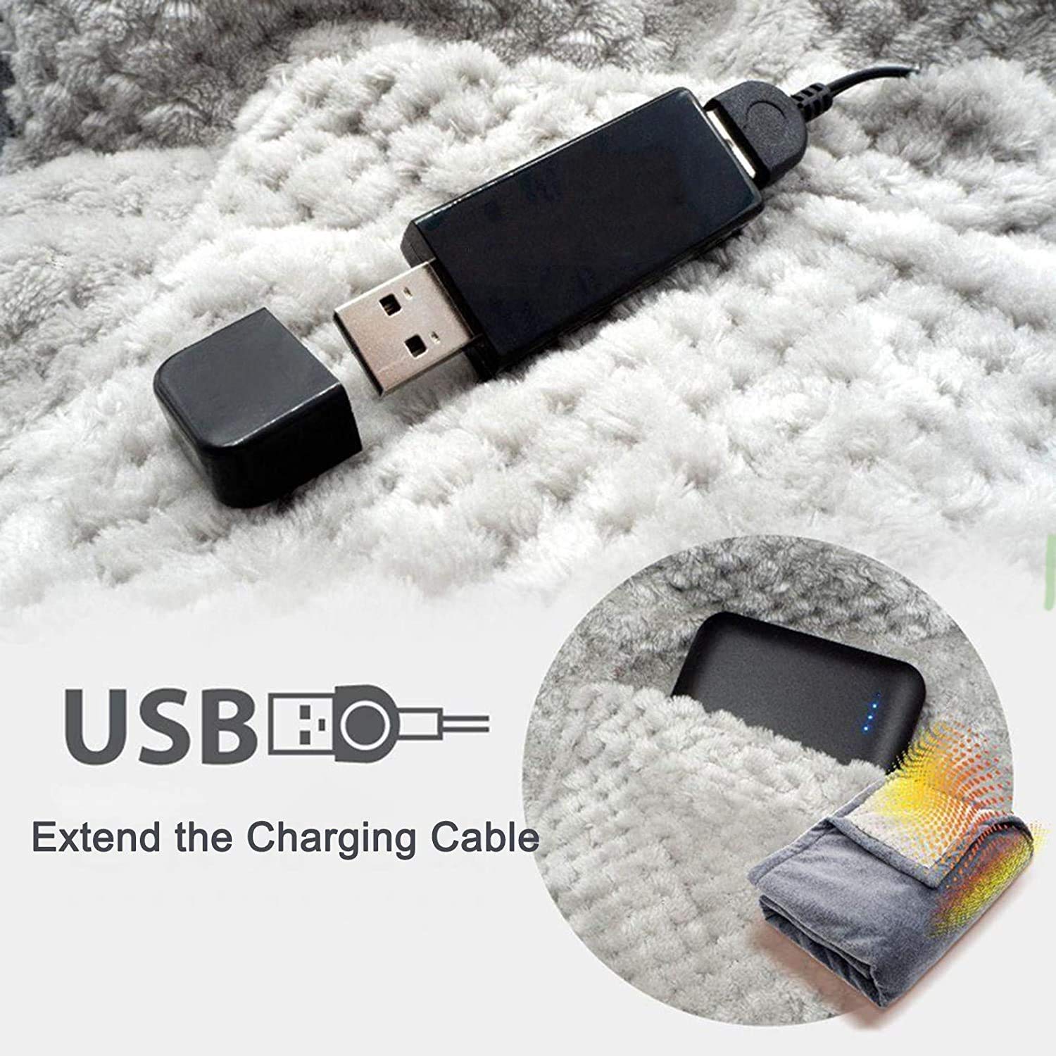 Coperta Riscaldata con Scialle Riscaldato Usb, Coperta Riscaldata Elettrica, con 3 Modalità Di Temperatura Regolabile Coperta Elettrica, per Aereo/Auto/Campeggio/Casa