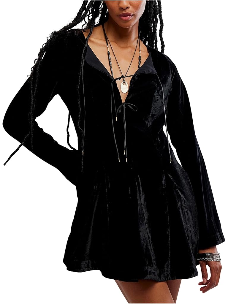 Black Free People Linney Velvet Mini