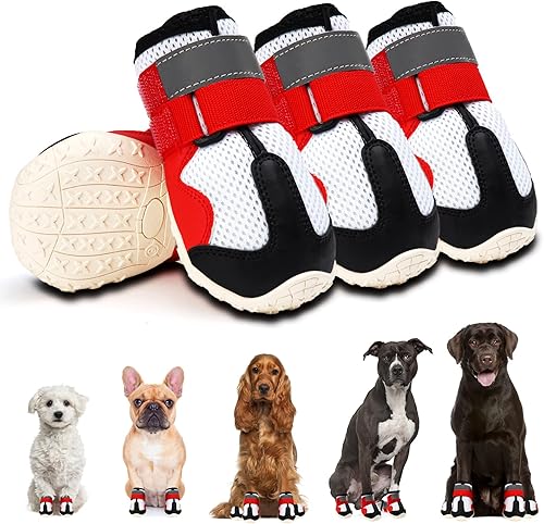 Miniatura 1 de Zapatos para perros pequeños botas transpirables para perros medianos, protectores de patas para pavimento caliente de verano, nieve de invierno,