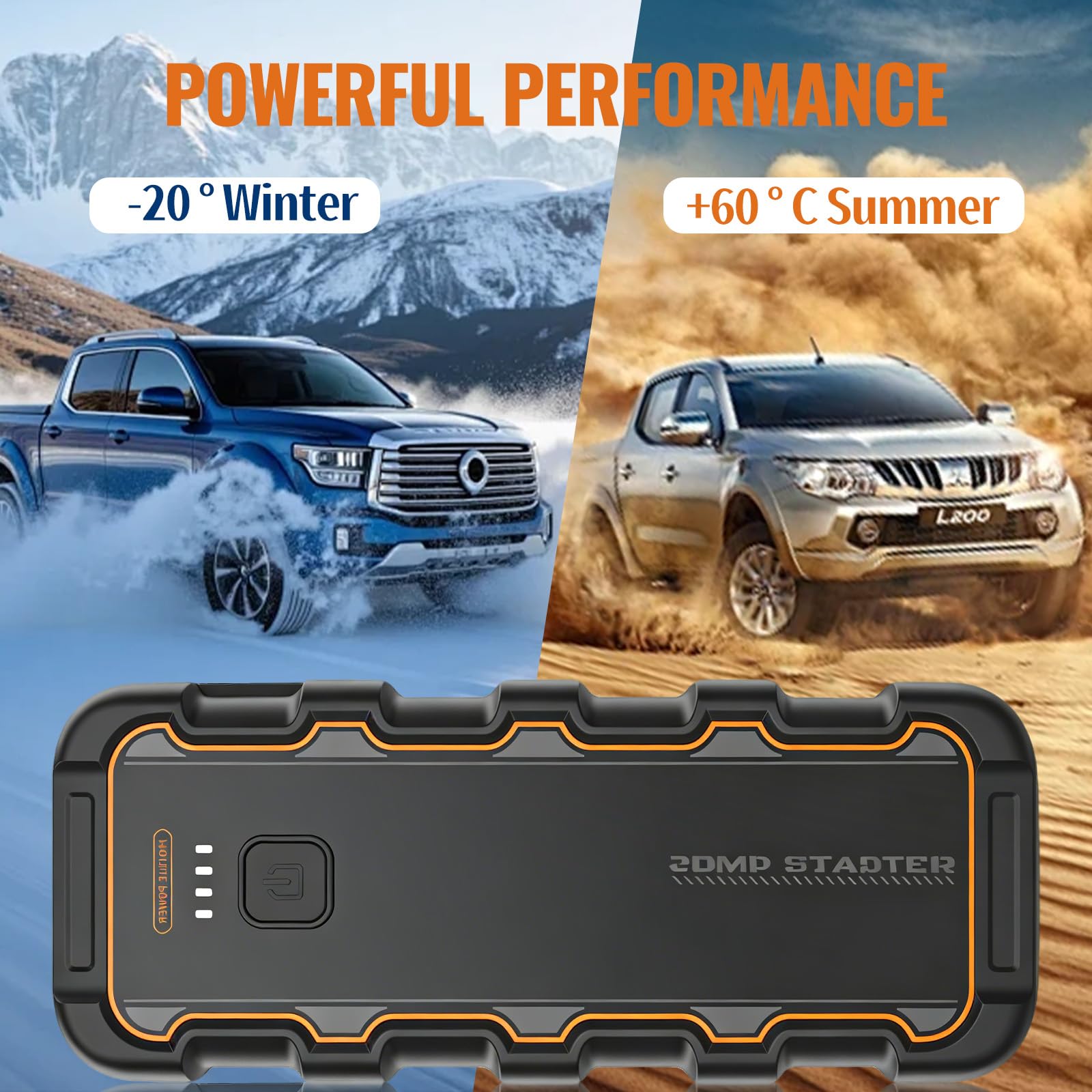 Starthilfe Powerbank 7000A 12V (Bis Zu 6,0L Benzin Oder 3,0L Diesel) Auto Starthilfe mit LED Taschenlampe Jumper Cables Autobatterie Booster Car Starter Powerbank für PKW SUV Motorrad Rasenmäher