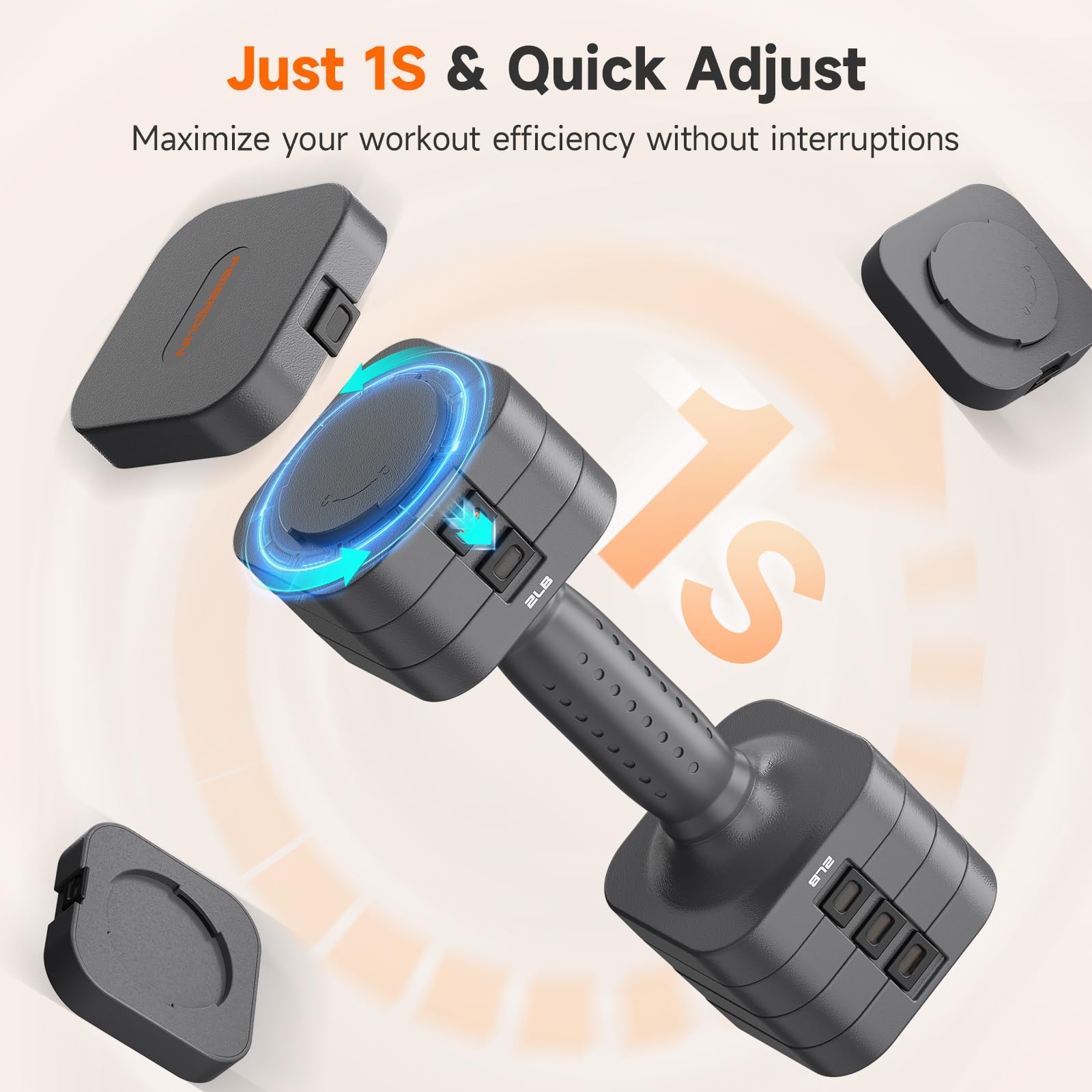 FEIERDUN Set di 2 manubri regolabili 5 in 1, pesi a mano da 5,4 kg/2,7 kg, per donne, set di manubri a doppia stabilità, per casa, palestra e attività all'aperto, grigio