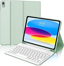 JADEMALL Coque Clavier iPad A16 11ème Generation 2025/10ème Generation 10.9" 2022, AZERTY Français Clavier Bluetooth Détachable pour iPad 11/10ème Génération 11"/10.9" A2696/ A2757/ A2777, Vert Clair