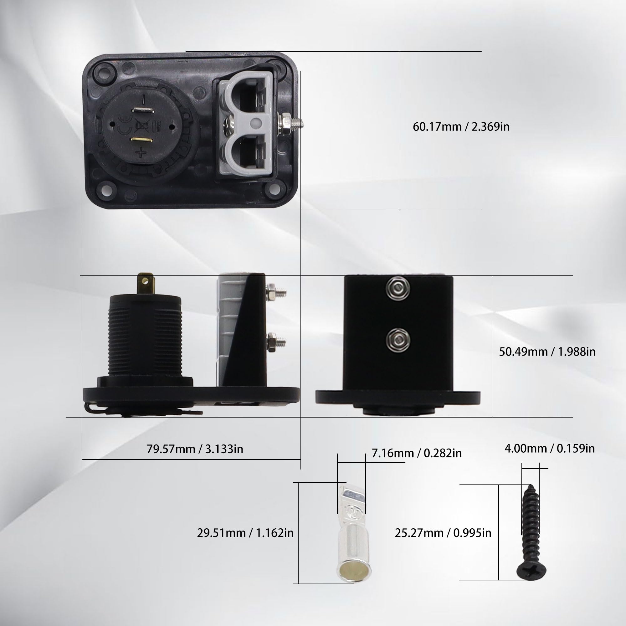 HISports 50A Anderson Stecker USB Steckdose 12V-24V, Zigarettenanzünder mit Dual USB Ladeanschluss, IP65 Schutz, Für Off-Road-Fahrzeuge, Wohnmobile, Yachten, Autos, Trucks und ATVs