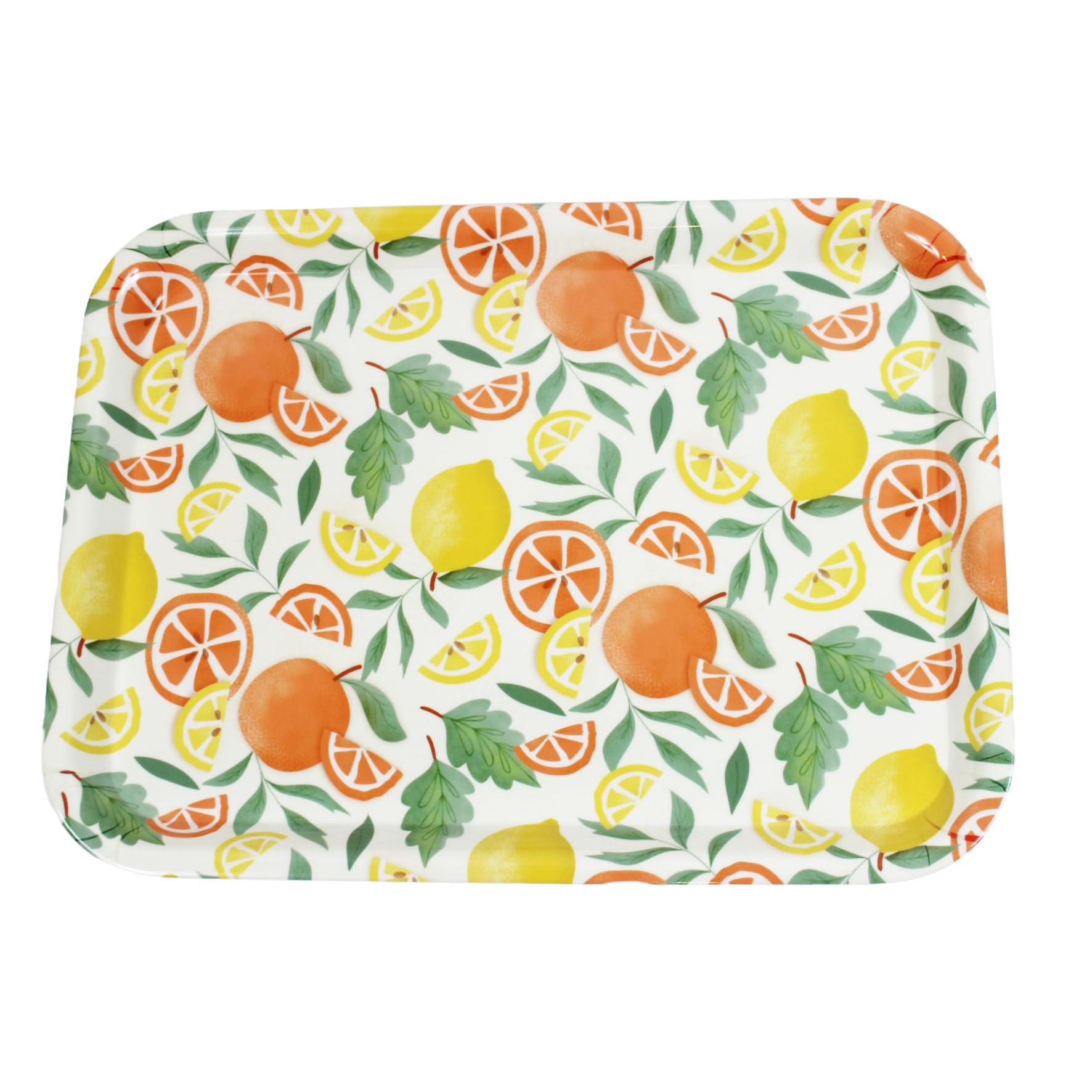 Peggy Wilkins Large Melamine Serving Tray – Citrus Splash Design, Rectangular Reusable Food Serving Tray (43.5 x 32.5 cm) – Lightweight, Durable, Hand Wash Only