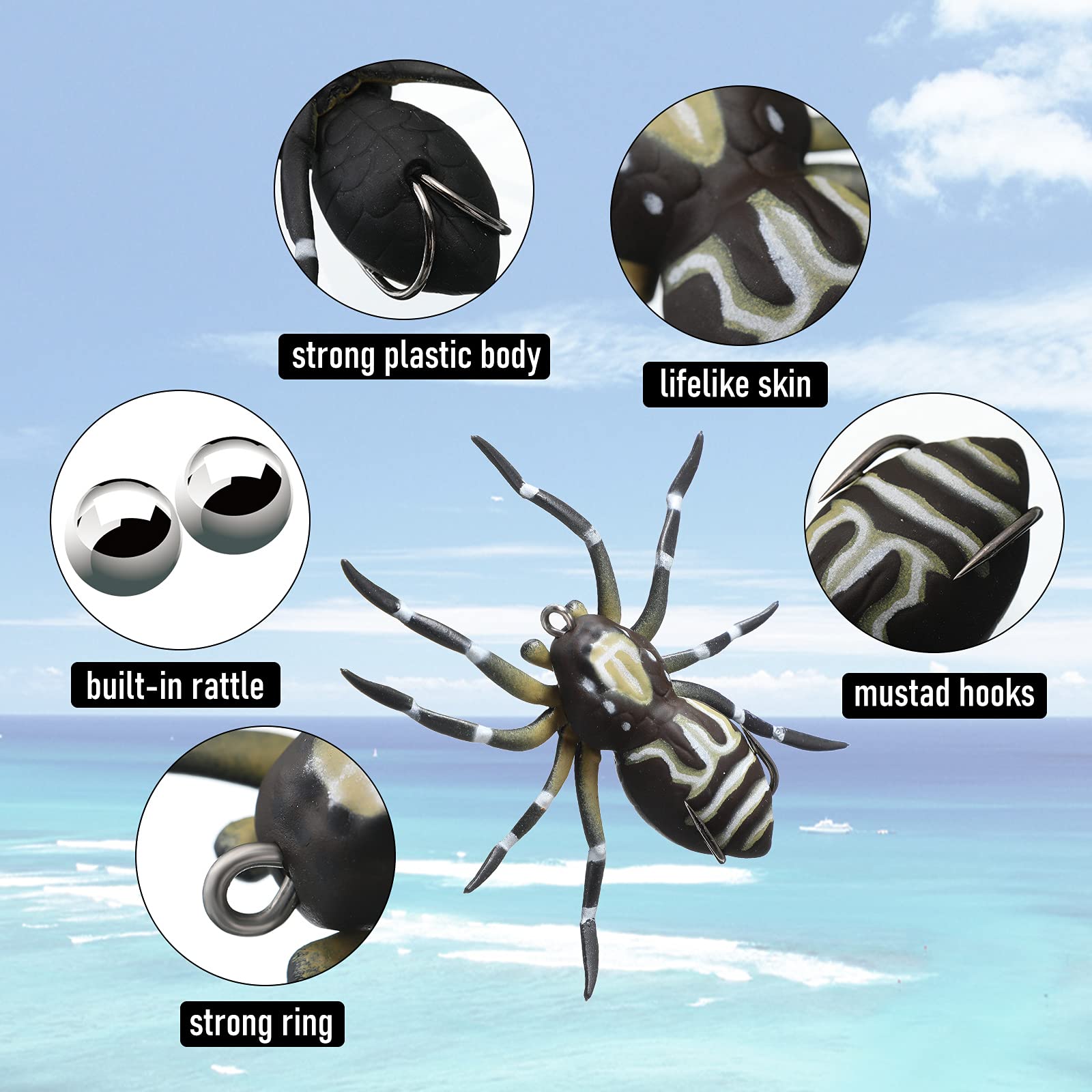 black tarantula fishing lure Sumind 4 Pieces Spider Lures Bass Spider Freshwater Fishing Lures for Bass 1.9 Inch Length Weigh 0.2 oz(Colorful) : Sports & Outdoors ready right out of Blog - Page 17 BHBCP90-BNE Color:Laguna Shrimp