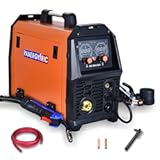 200A Synergic Mig Welder Wire Feed Welder, 4 in 1 Gas MIG/Gasless Flux MIG/Stick/Lift TIG Multi-Process Welder Machine, 110V/220V Dual Voltage Welder with IGBT Inverter & LCD Screen Display