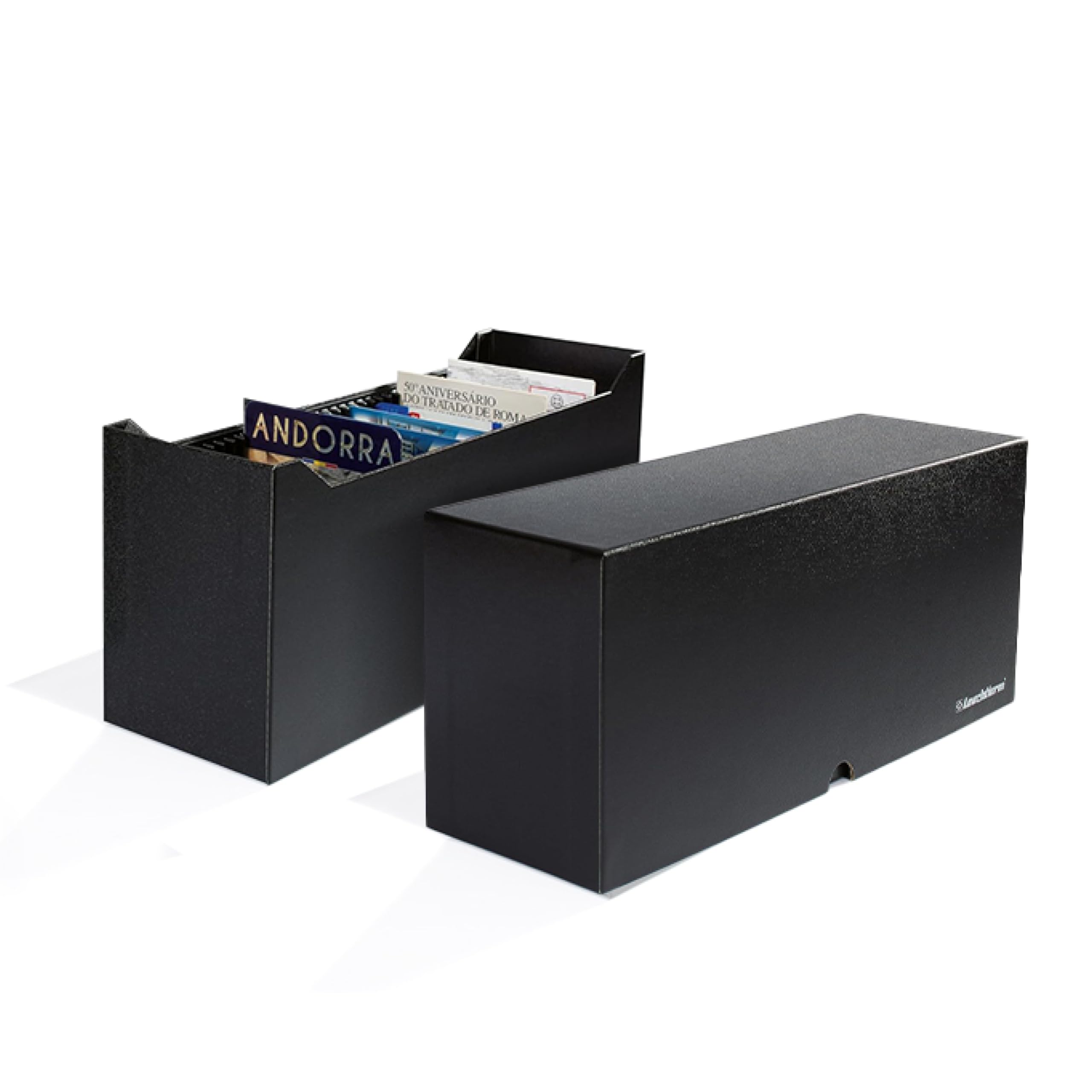 Leuchtturm 371402 Caja de Archivo Logik para 40 Coincards Grandes 85 x 125 mm (no Incluidas) Negro, Formato Vertical 300 x 130 x 97 mm