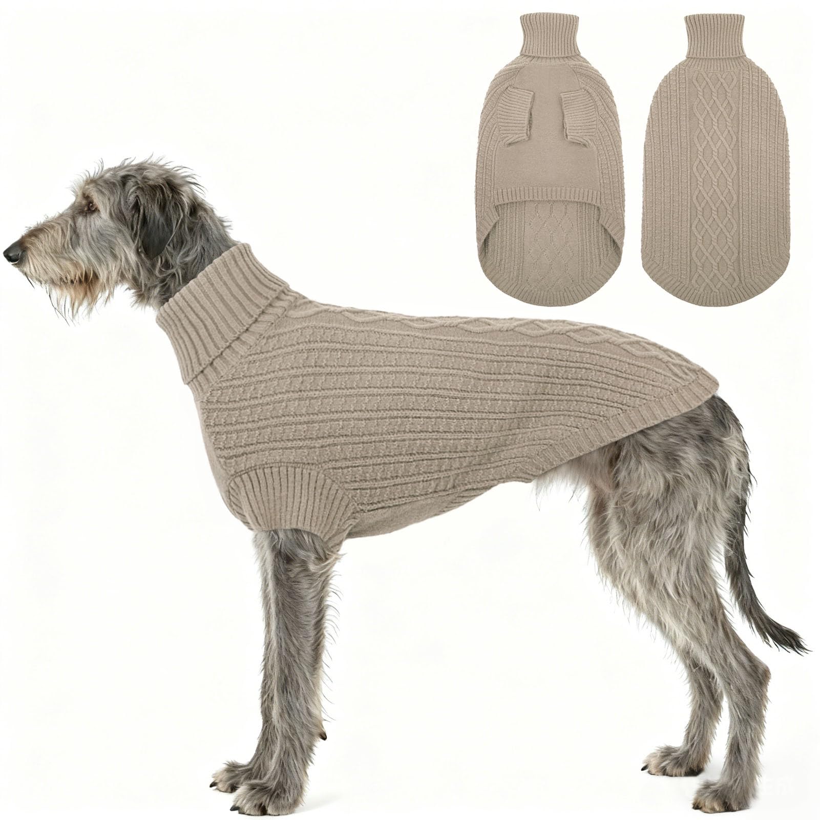 ASENKU Dog Sweater, Italian Greyhound Clothes, Warm Italian Greyhound Sweater, Turtleneck Knitted Dog Sweaters for Large Dogs, Cozy Pet Sweaters for