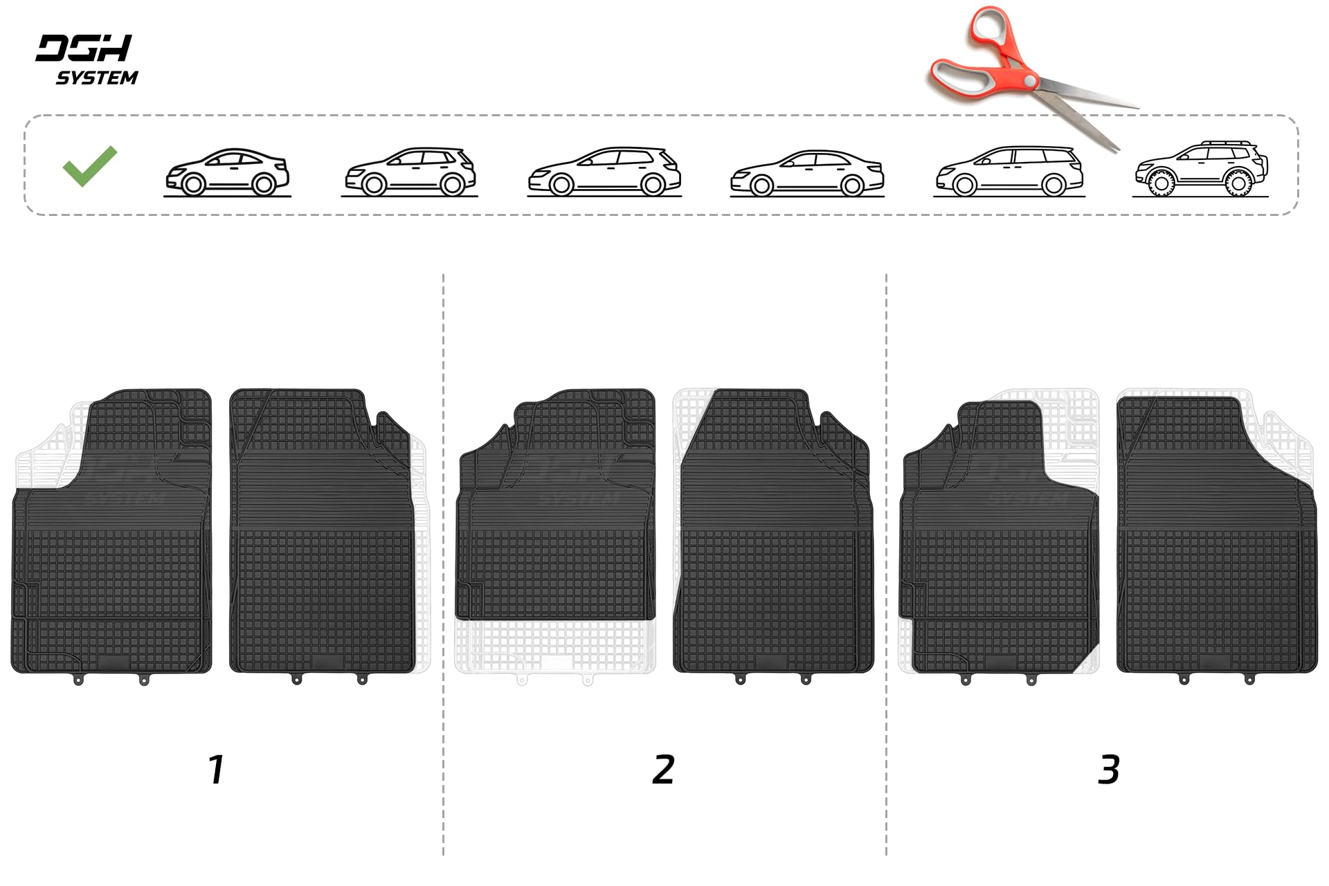 Uniwersalne Dywaniki gumowe Wycieraczki samochodowe kompatybilne z Toyota AYGO B4 II HATCHBACK 3/5-DRZ. 2014-2022