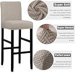Lellen Bar Couvertures de tabouret Set de 2, étirements de bar Couverture de chaise de tatouage amovibles Couvres de bar Slipcovers de chaise à manger Couvre-bars de dos court Couverture pour café Cuisine Salle à manger île (Khaki)