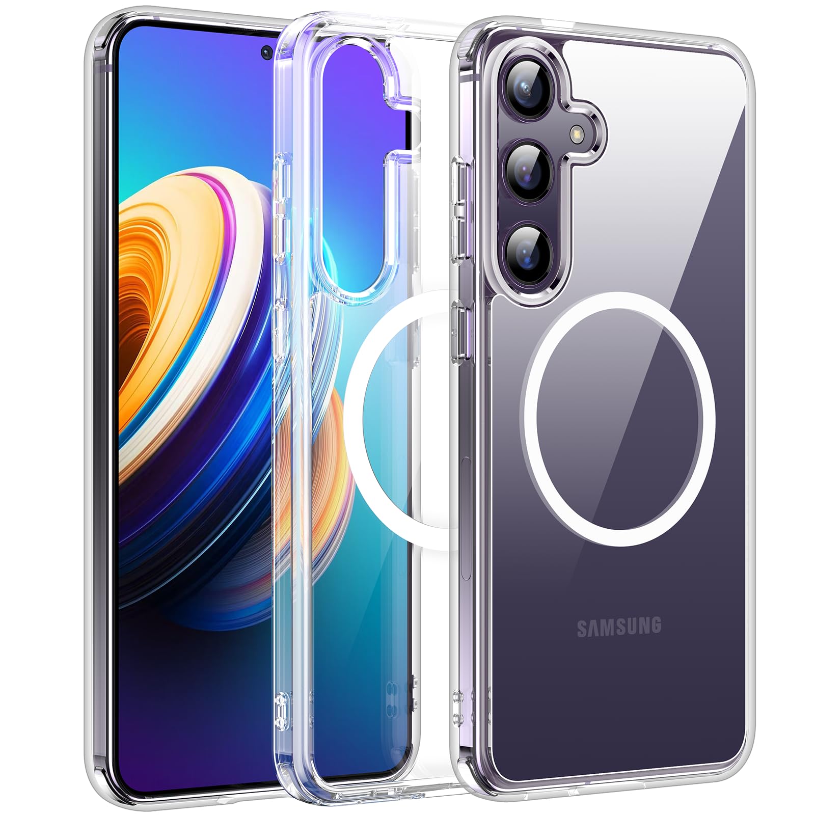 MeifignoMagic Mag Series Designed for Samsung Galaxy S24 Plus Case 6.7inch, [MagSafe-Compatible & MIL-Grade Protection] Crystal Clear Magnetic Designed for Galaxy S24 Plus Case, Clear