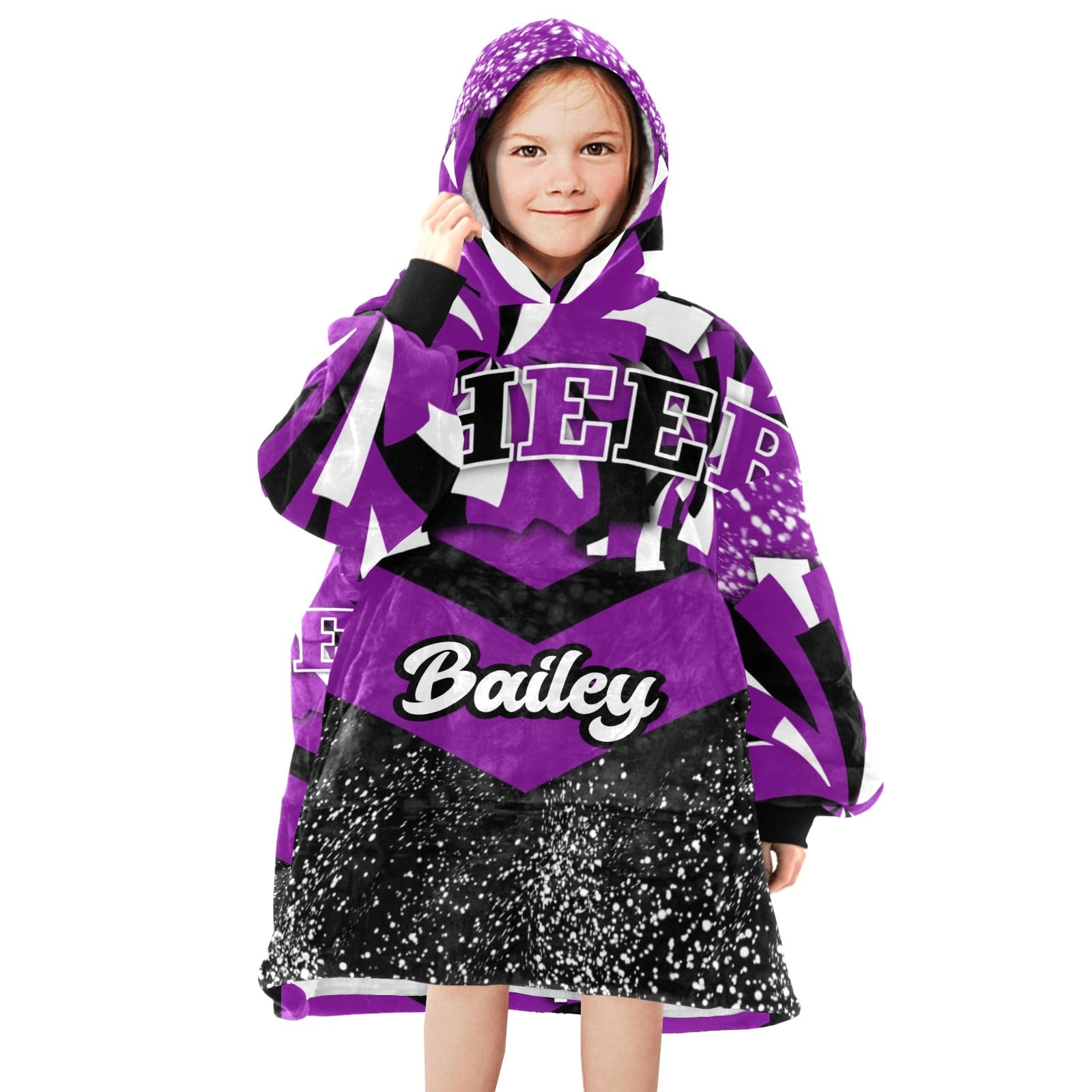 Sports Blanket Hoodie Kids Teens,Gymnastics Cheerleader Grape Custom Oversized Wearable Blanket Sweatshirt Fleece Hoodie Blanket for Kids Teens