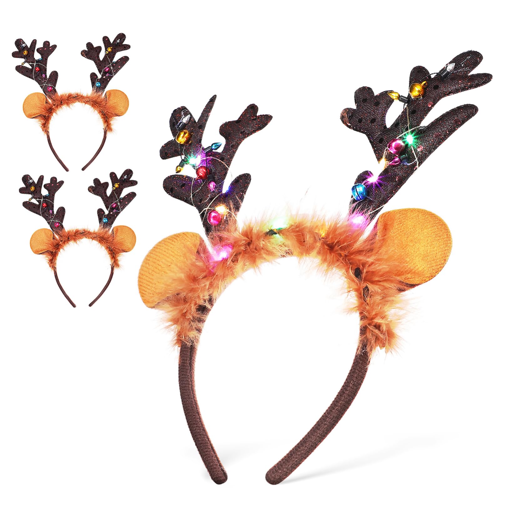 ibasenice 3pièces Bandeaux Renne Noël Accessoires De Tête Adorables pour Fête Cosplay Confortables Et Légers Décorations De Noël