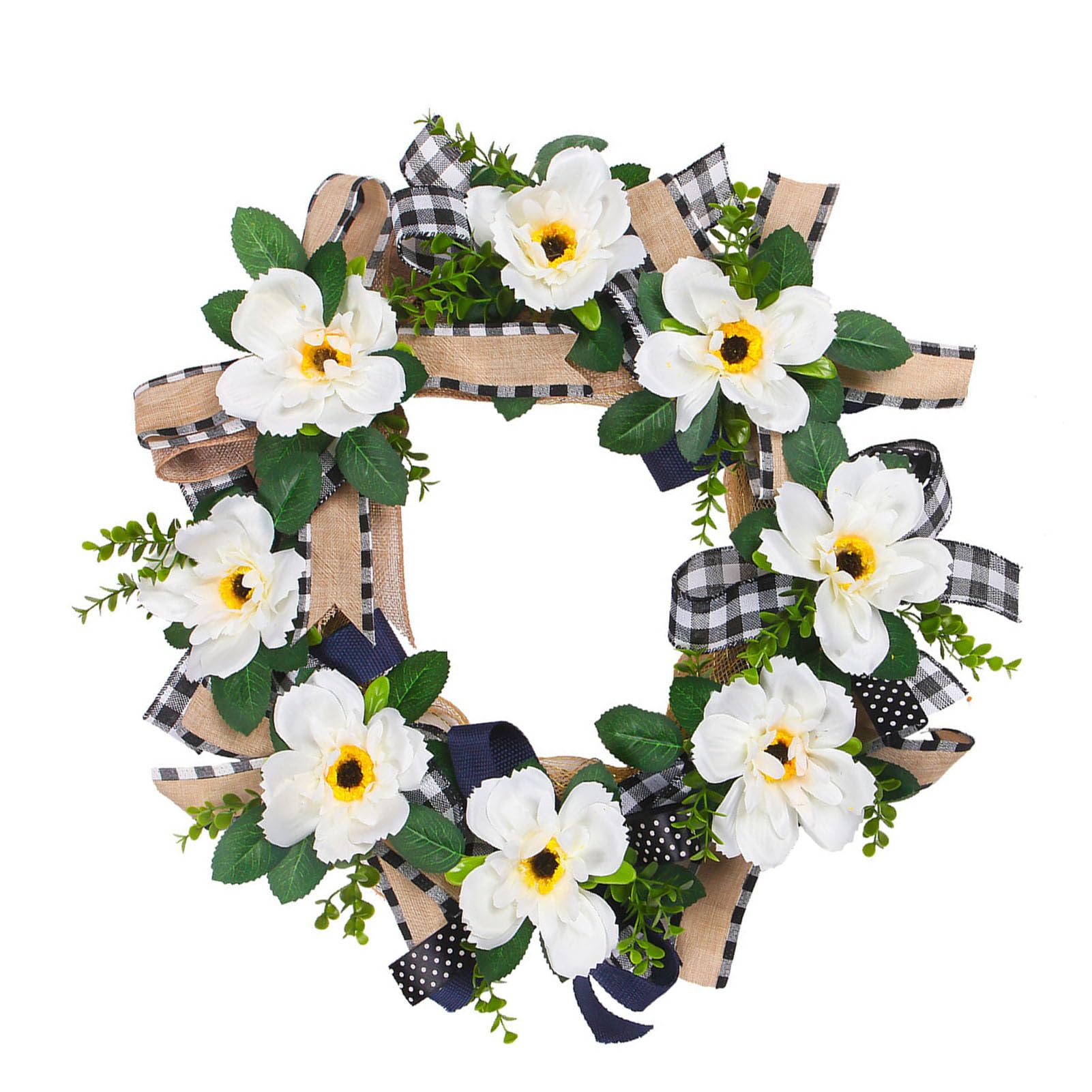 Buachois Artificial Floral Wreath, 50cm Seidenblumen Kranz mit Aufhängeschlaufe, für Haustür Wand Fenster Dekoration drinnen und draußen