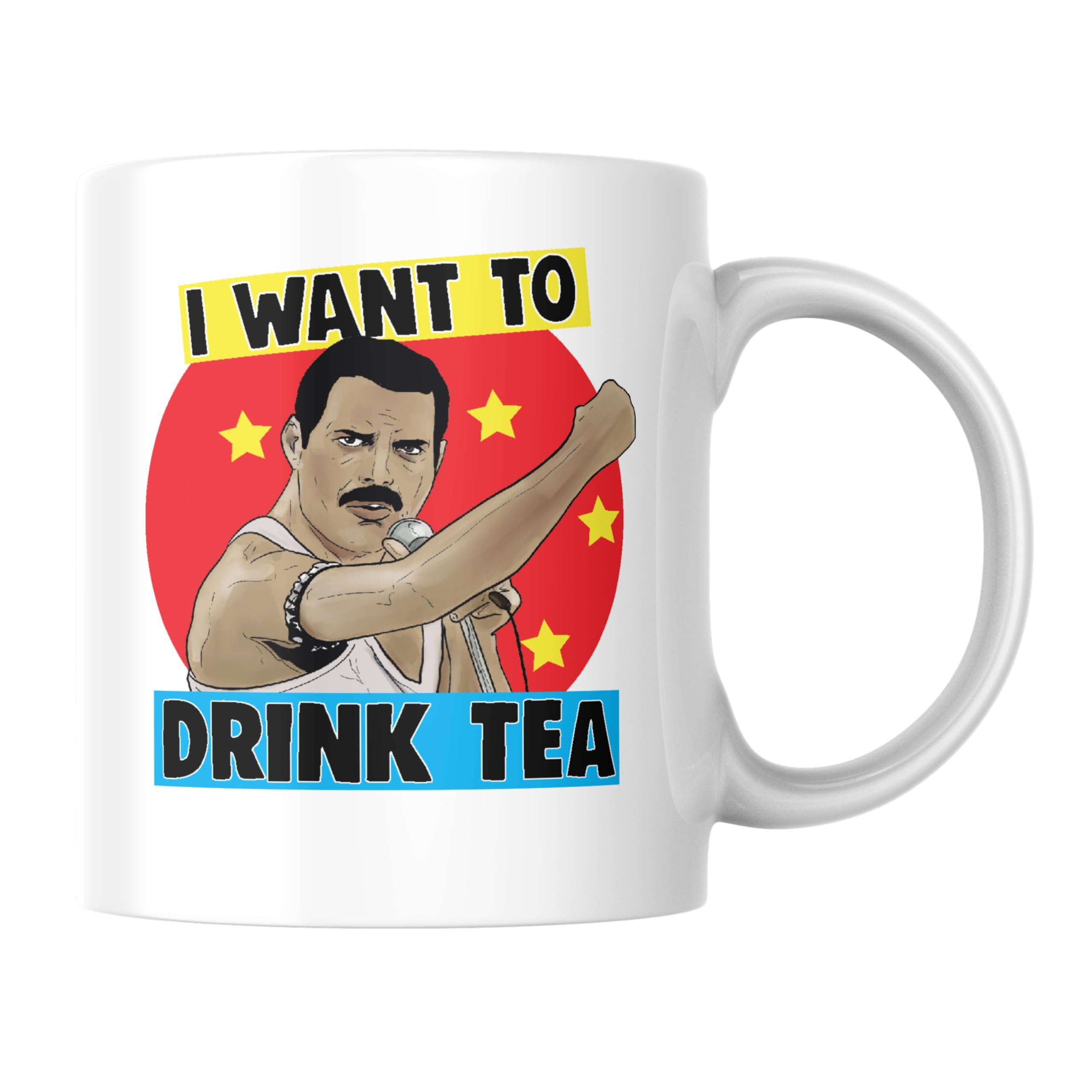 – Funny Mug - Rock Star Inspired Coffee Cup for Music Fans, Tea Lovers, Birthday Christmas Secret Santa - Collegaue Friend for Him for Her - I Want to Drink Tea - CMUG14