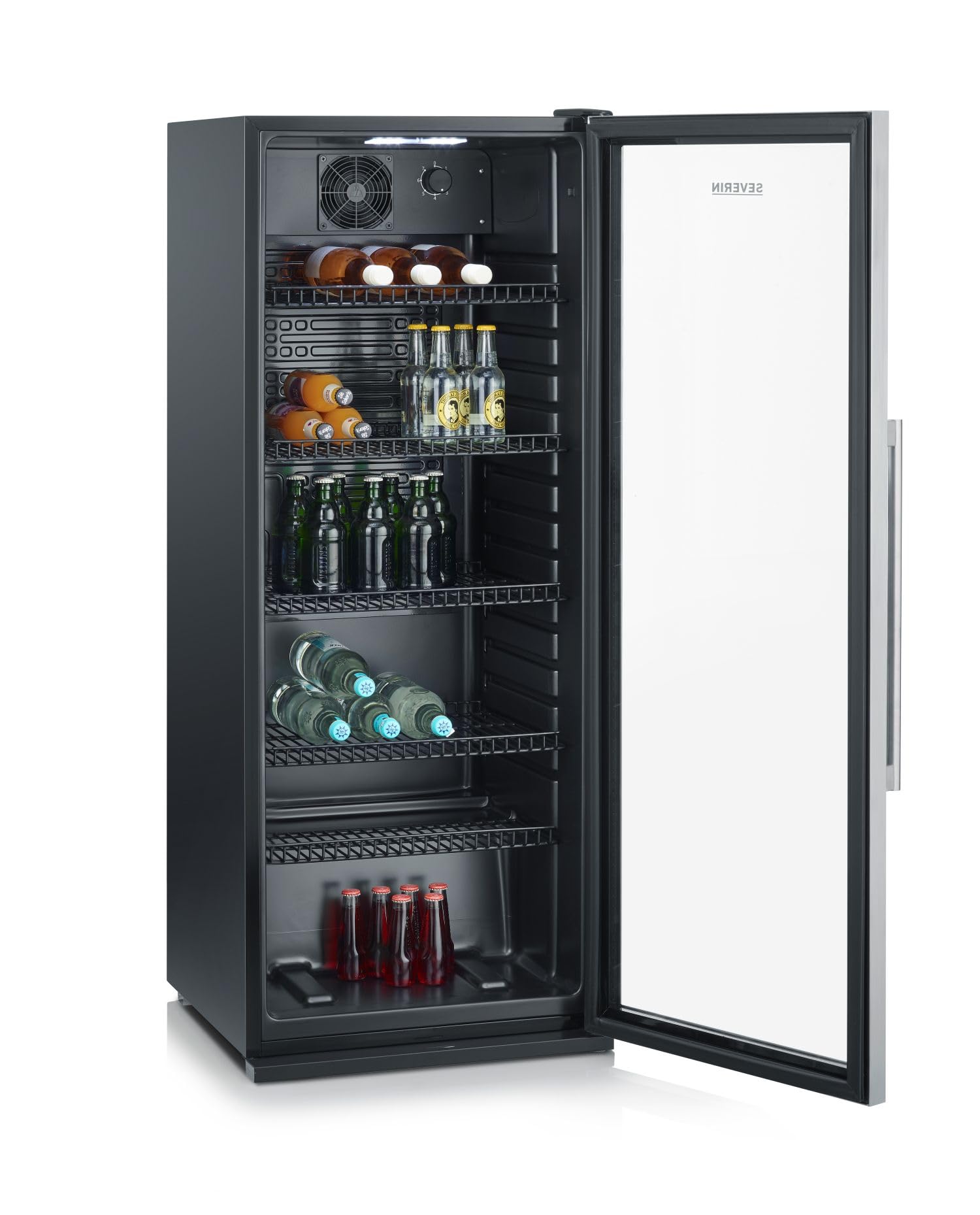 Bottle Fridge, 241L, Black-Silver