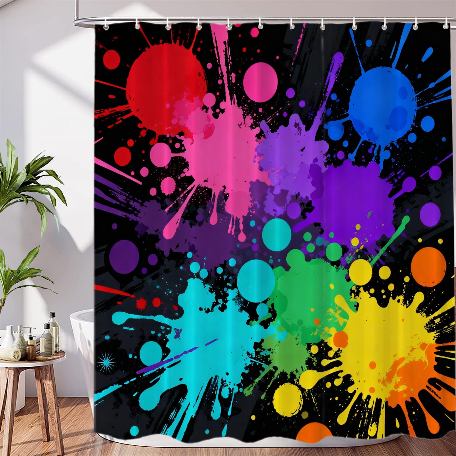 Rideau de douche en polyester de qualité supérieure au design artistique abstrait