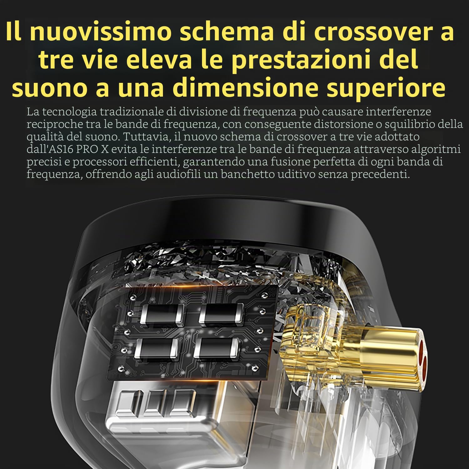 KZ AS16 PRO X - Auricolari in-ear HiFi da Gaming, 16 BA con driver ad armatura bilanciata, IEM, auricolari per musicisti, cantanti, audiofili, DJ, batteristi