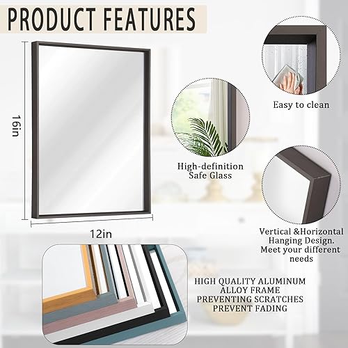 Miniatura 2 de AAZZKANG Espejo Rectangular con Marco de Metal Retro Espejos de Pared para Baño Dormitorio Decoración del Hogar Pequeño Bronce,Negro,Azul,Gris