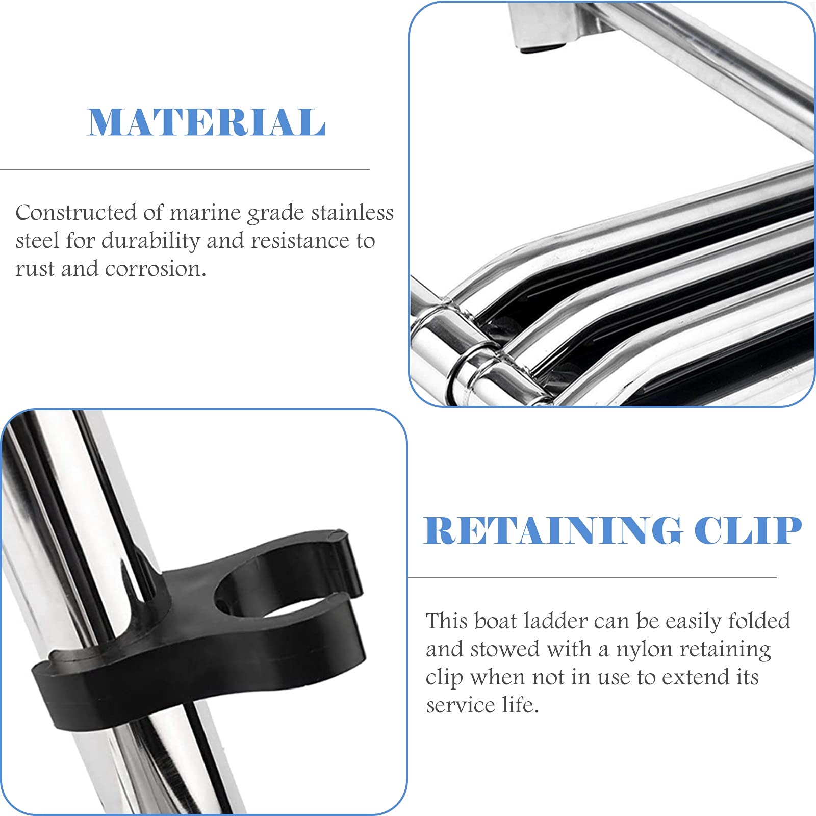 Scaletta per barche in acciaio inox, pieghevole a 4 gradini, per banchina, design telescopico resistente, ideale per yacht e pontoni