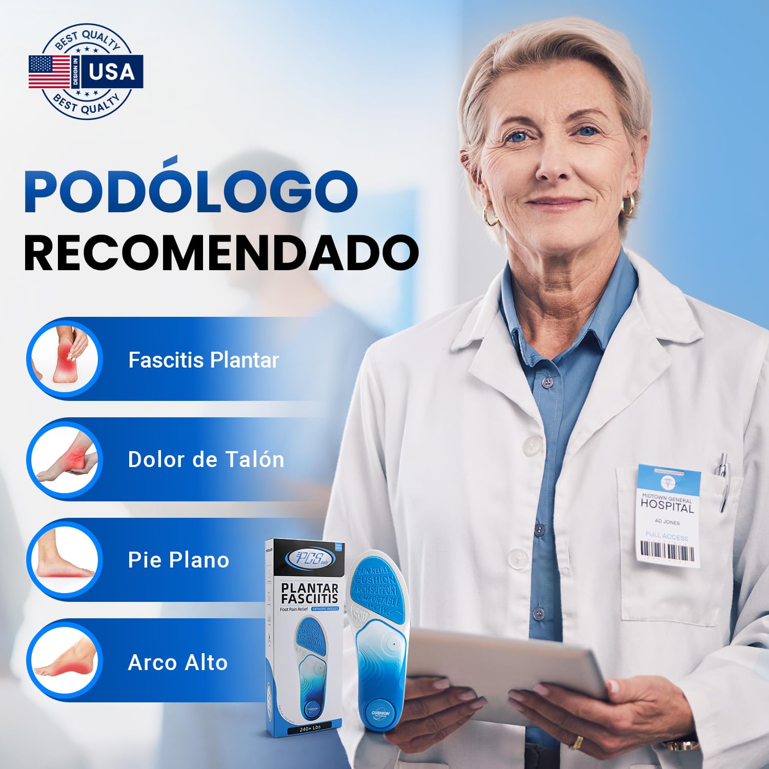 PCSsole Plantillas Ortopédicas Gen 2 | Para Espolón Calcáneo, Pie Plano & Molestias en los Pies | Ideal para Jornadas Enteras de Pie - 4