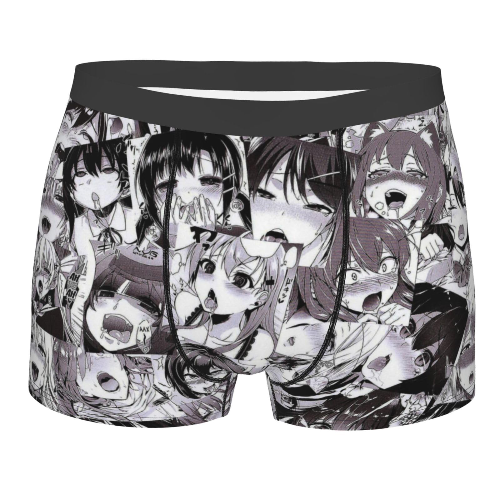Zorin Men's Black Boxer Briefs Aygo Hentai Anime Face Elastic Underwear