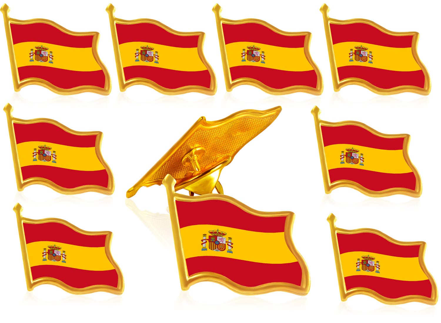 10/20/50/100 Pack Metal Spain Flag Lapel Pin Waving Spainish Pins bulk Patriotic Badge Souvenir Gifts