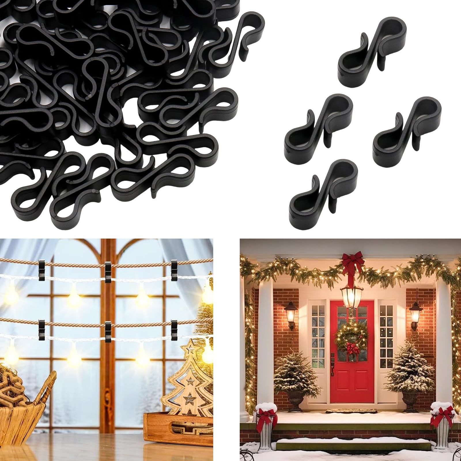 FLYXF 120pcs Hooks for Securing Outdoor and Managing Cables Easy Install Gutter Clips