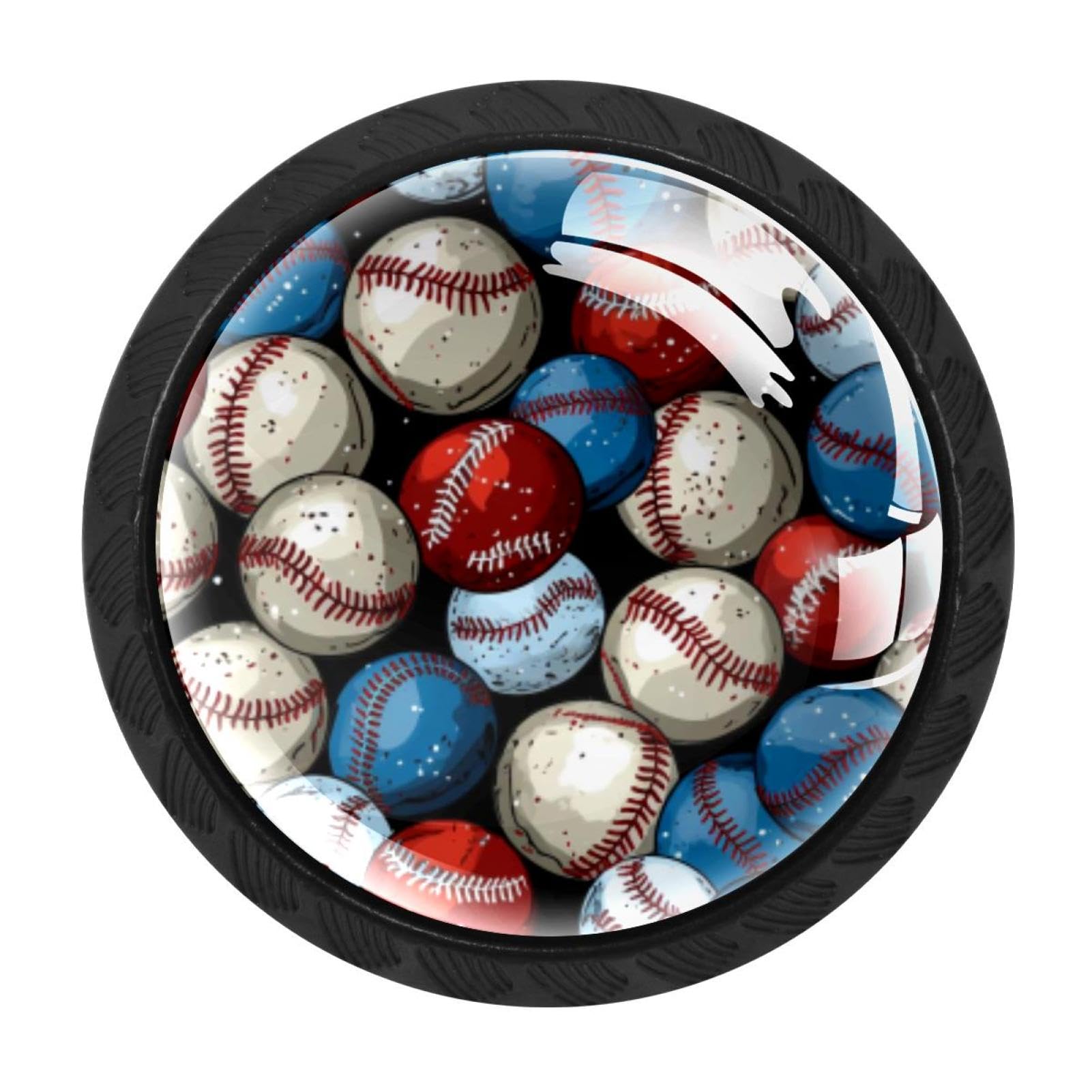 Chenzzzz Multicolored 15 4Pcs Baseball Dresser Knob Round Glass Drawer Knobs Pulls Cabinet Handle For Home Kitchen Office Bathroom Wardrobe Cupboard