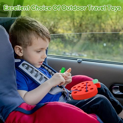 Miniatura 6 de NAODONGLI 4 juguetes de madera, juguetes de cordones para niños pequeños de 3 a 5 años, actividades de avión para niños pequeños, juguetes de viaje