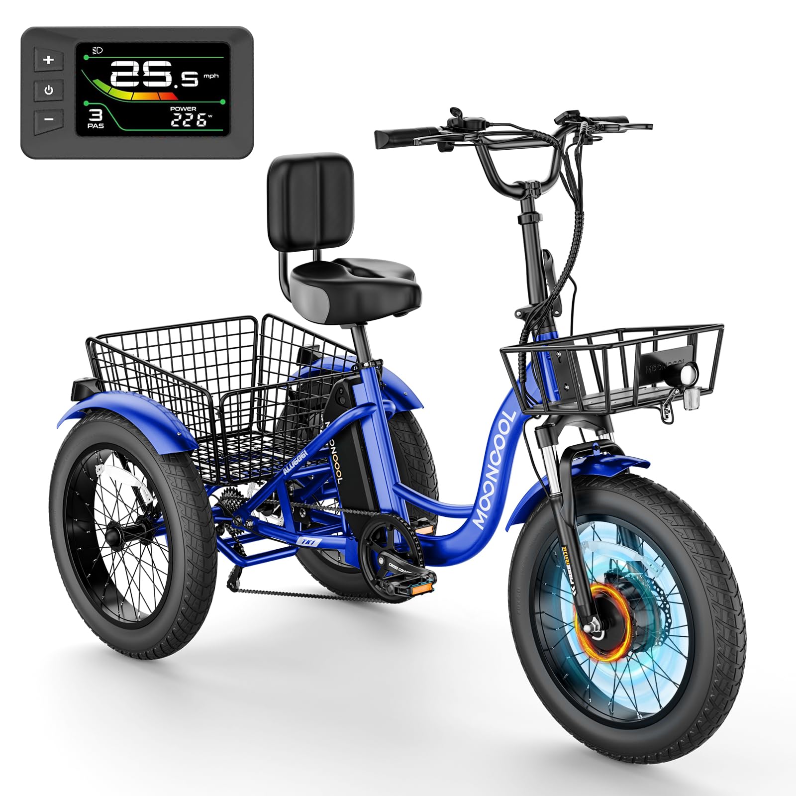 NAIZEA Electric Tricycle for Adults - 20" x 4" Fat Tire Electric Trike, 48V 500W Ebike, 3 Wheel Electric Bikes with Removable Battery, Aluminum Frame
