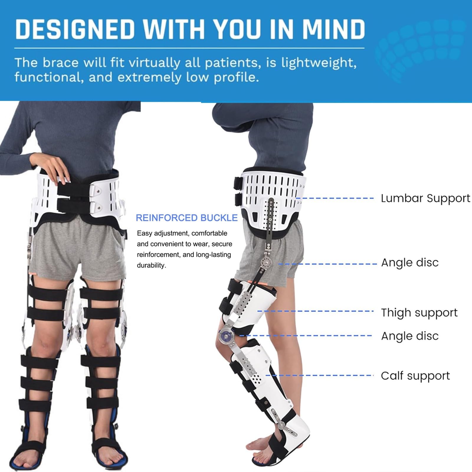 Genouillère professionnelle avec stabilisateurs latéraux,attelle fixe réglable respirante,attelle articulée for jambe complète,aide améliorer l'équilibre jambes,forte stabilité sport,l'entraînement