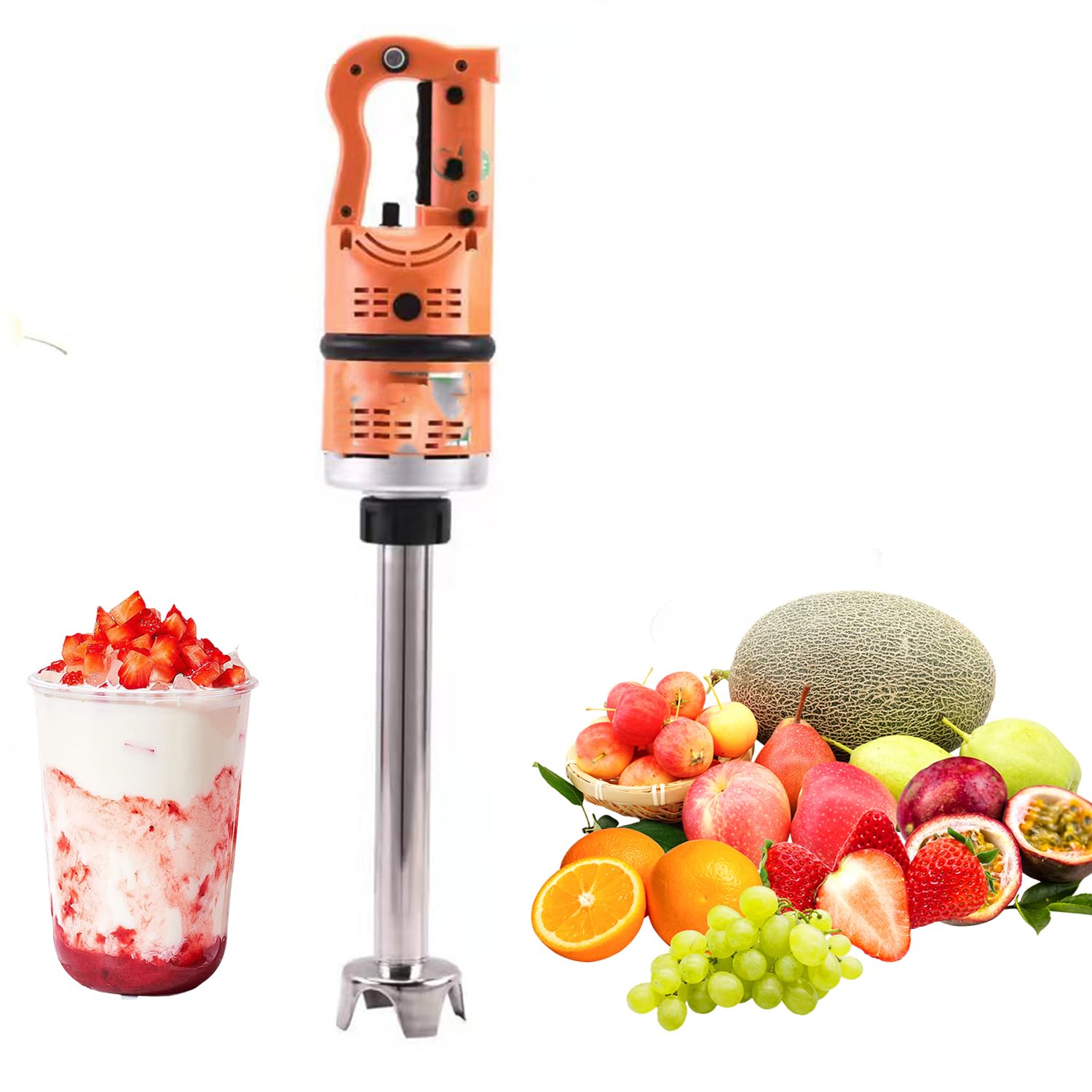 Elektryczny blender kielichowy o mocy 750 W, komercyjne blendery spożywcze, prędkość 12000 obr./min, zdejmowana konstrukcja o długości kija 530 mm, do zup, sosów, puree ziemniaczanego, śmietany