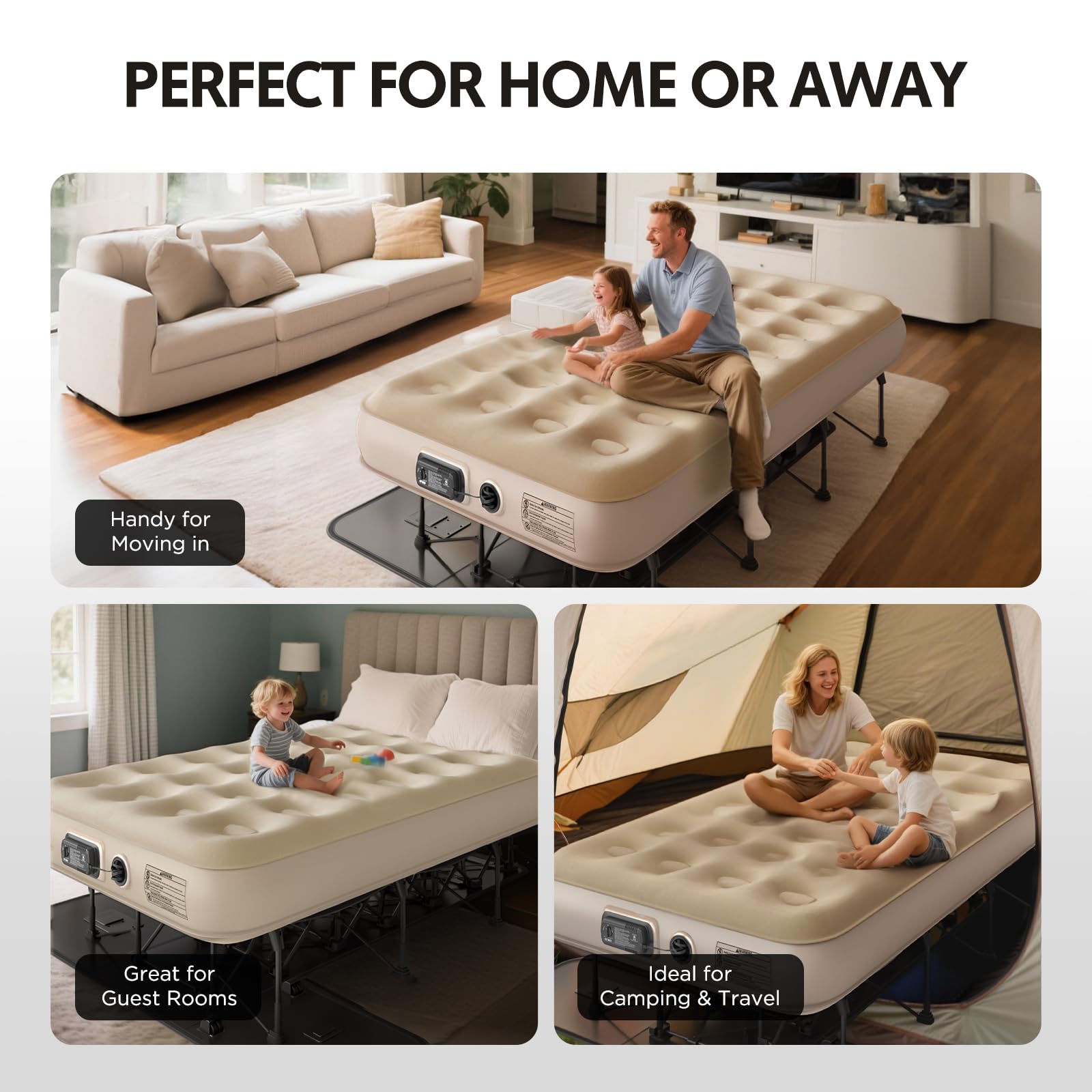 Simpli Comfy EZ Bed Twin Samopompujący materac dmuchany z wbudowaną ramą, pompką i walizką na kółkach, nadmuchiwane dmuchane łóżko, idealny do domu, gości, podróży, wakacji, kempingu