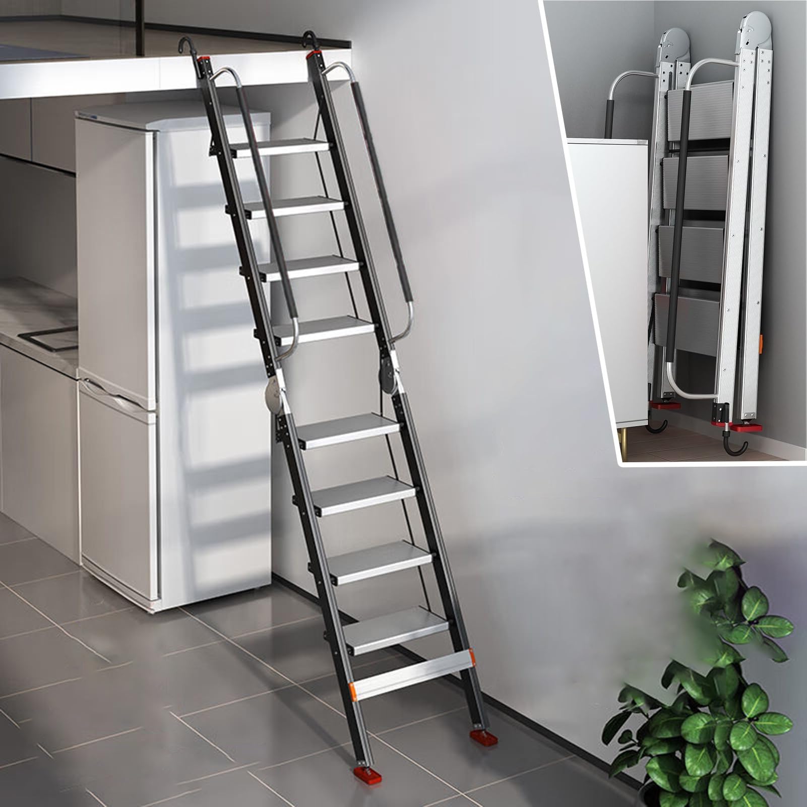 Kunovo Aluminum Alloy Attic Ladder, 10-Step, 293 cm (115 3/8