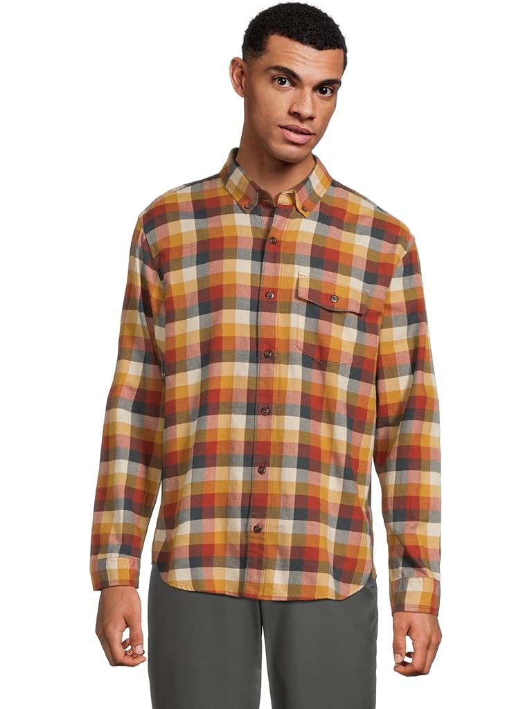 Pink L.L.Bean Brushed Jaspé Twill Shirt Plaid Traditional Untucked Fit