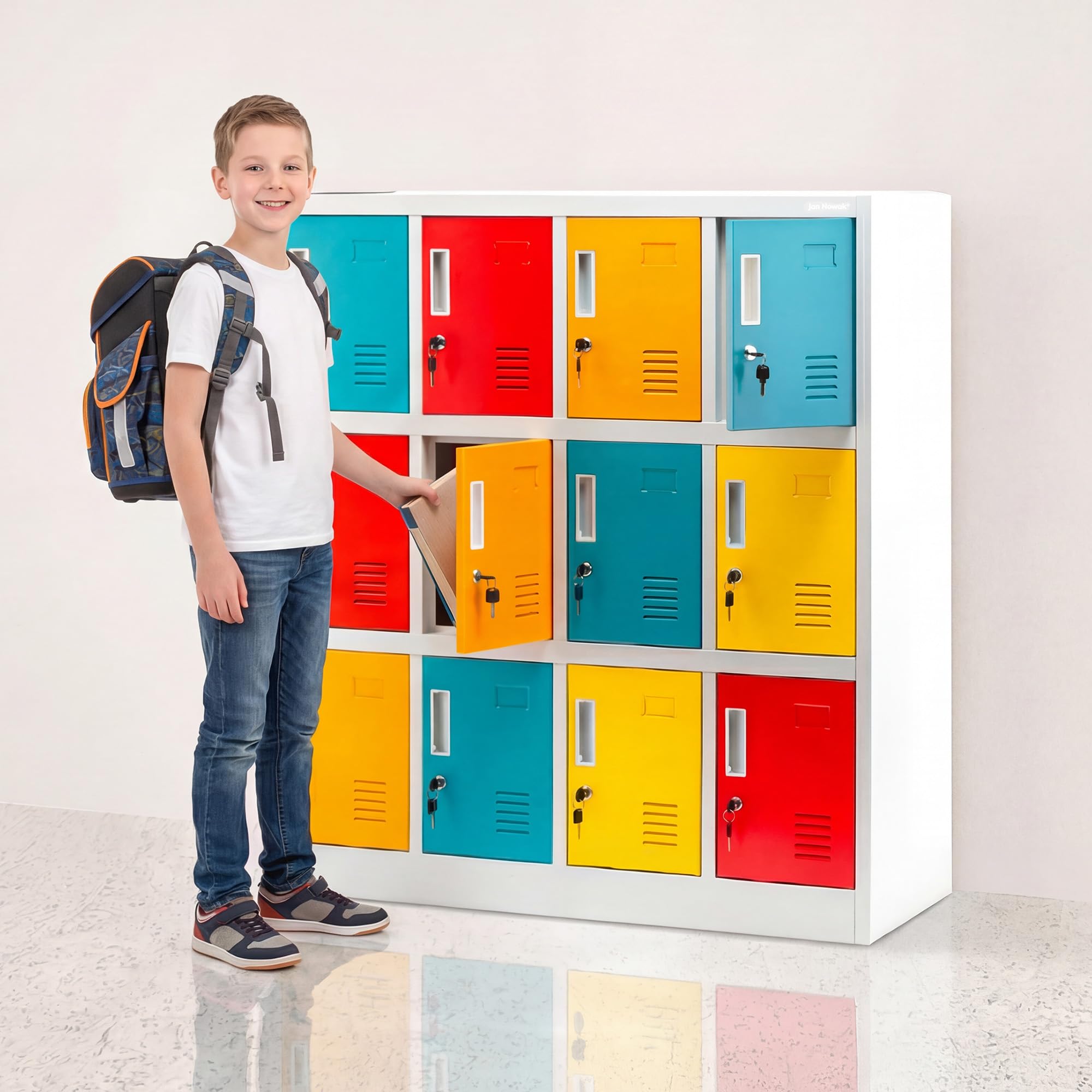 Metallschrank 12 Fächer 120 x 109 x 45 cm Pulverbeschichtung Schließfachschrank
