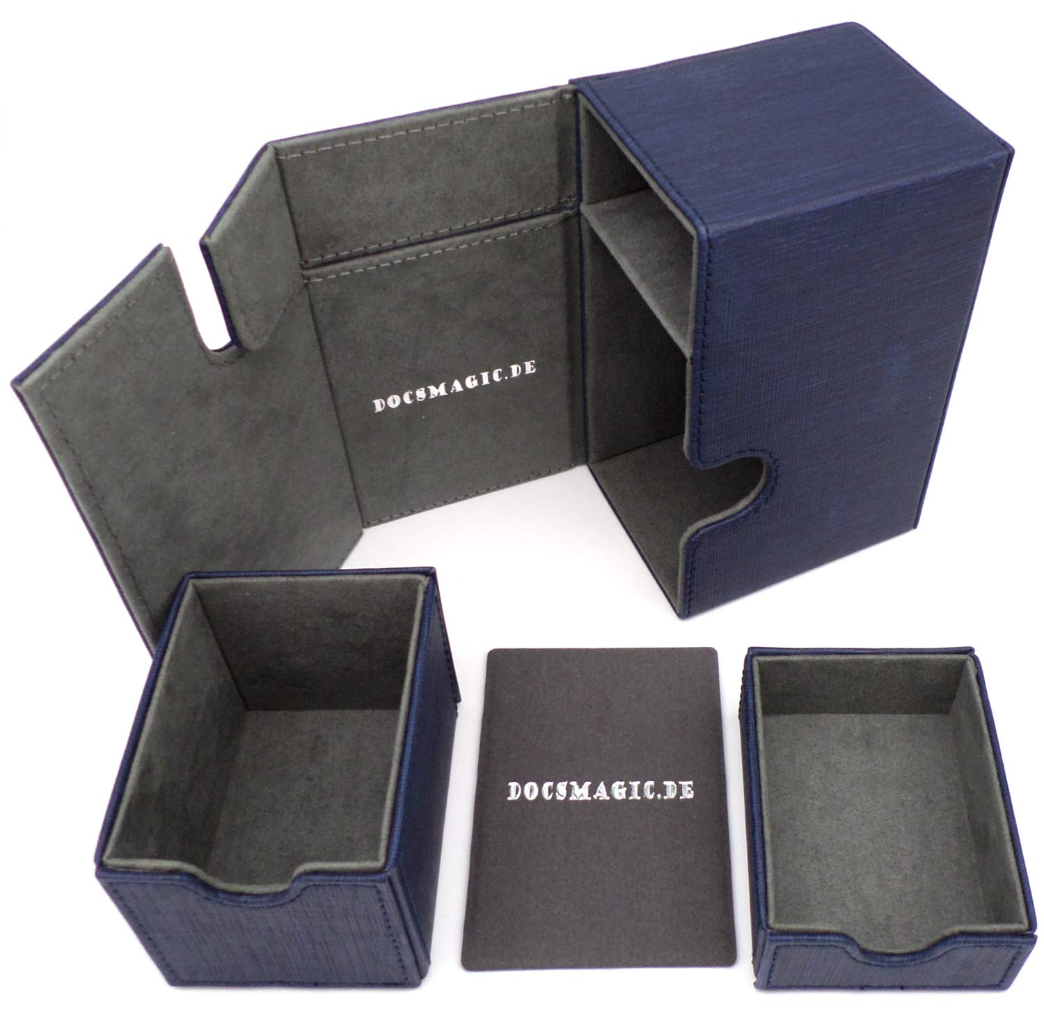 docsmagic.de Premium Magnetic Tray Box (100) Blue + Deck Divider - MTG - PKM - YGO, Big (100) - Image 4