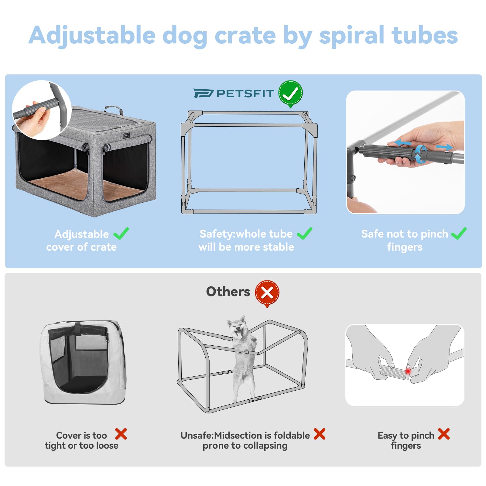 Petsfit Transportín de Perros portátil y Plegable Bolsa transportín para Perros trasportines Perro Mediano Grande para Interiores y Exteriores