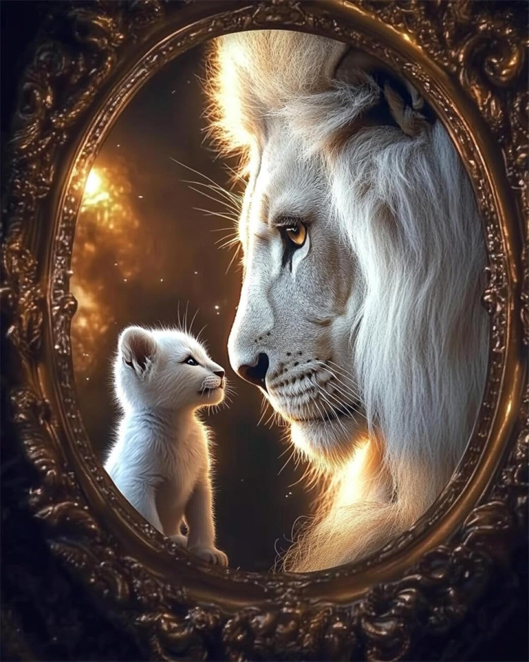 AYAOYANGGO Animal DIY Seed Bead Embroidery Kits Two Lions Needlepoint Handcraft Kit DIY Beaded Painting 3D Tapestry Bead Cross Stitch Set 40x50cm