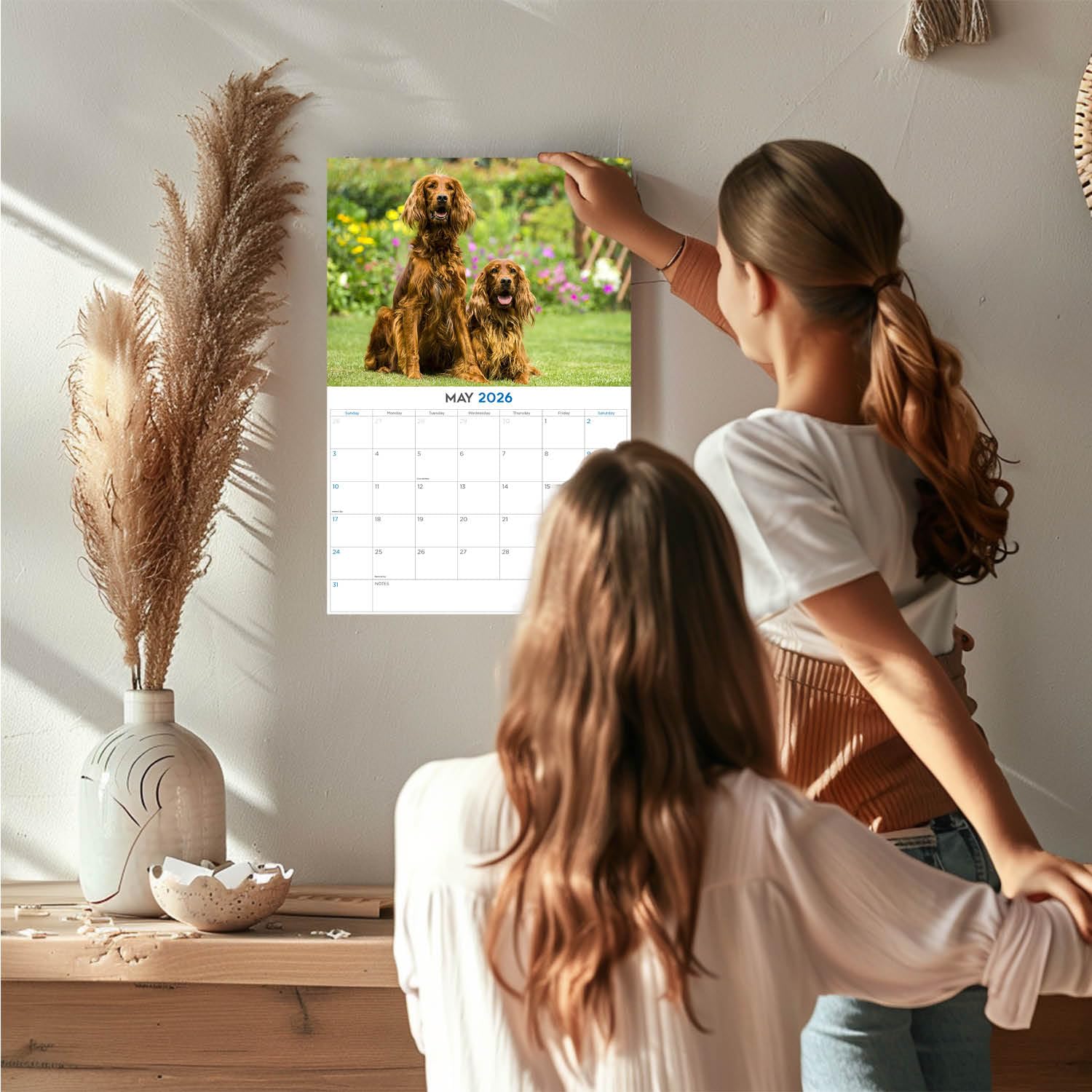 2025 2026 Calendario Setter Irlandese - Calendario da Parete Mensile della Razza di Cane - 30,5 x 45,7 cm Aperto - Carta Spessa Senza Scolorimento - Regalabile - Calendario Organizzatore e