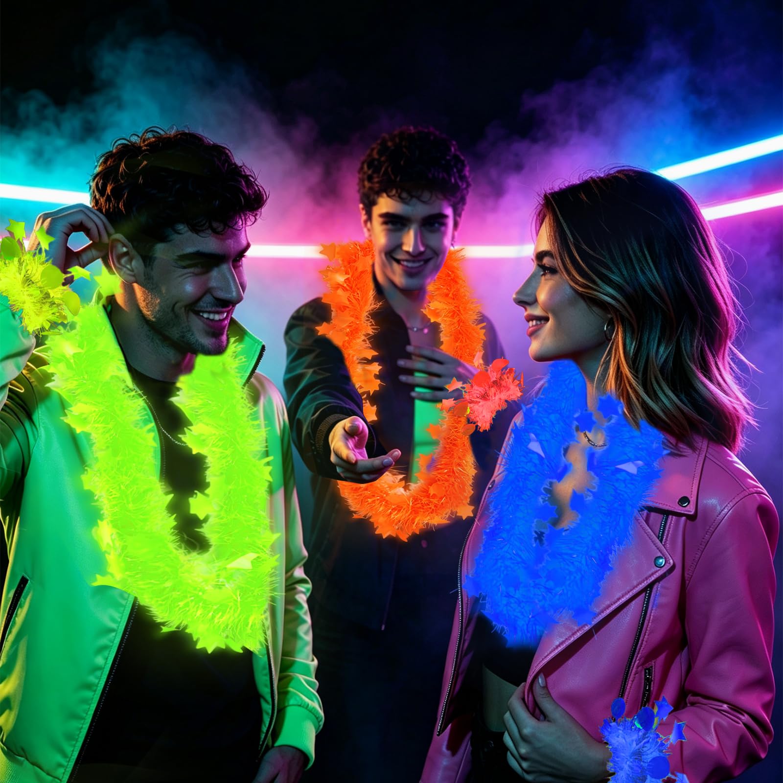 Set di collana e braccialetto che si illuminano al buio, si illuminano sotto i raggi UV o alla luce nera, collana fluorescente al neon per feste, accessori per cabina fotografica per donne