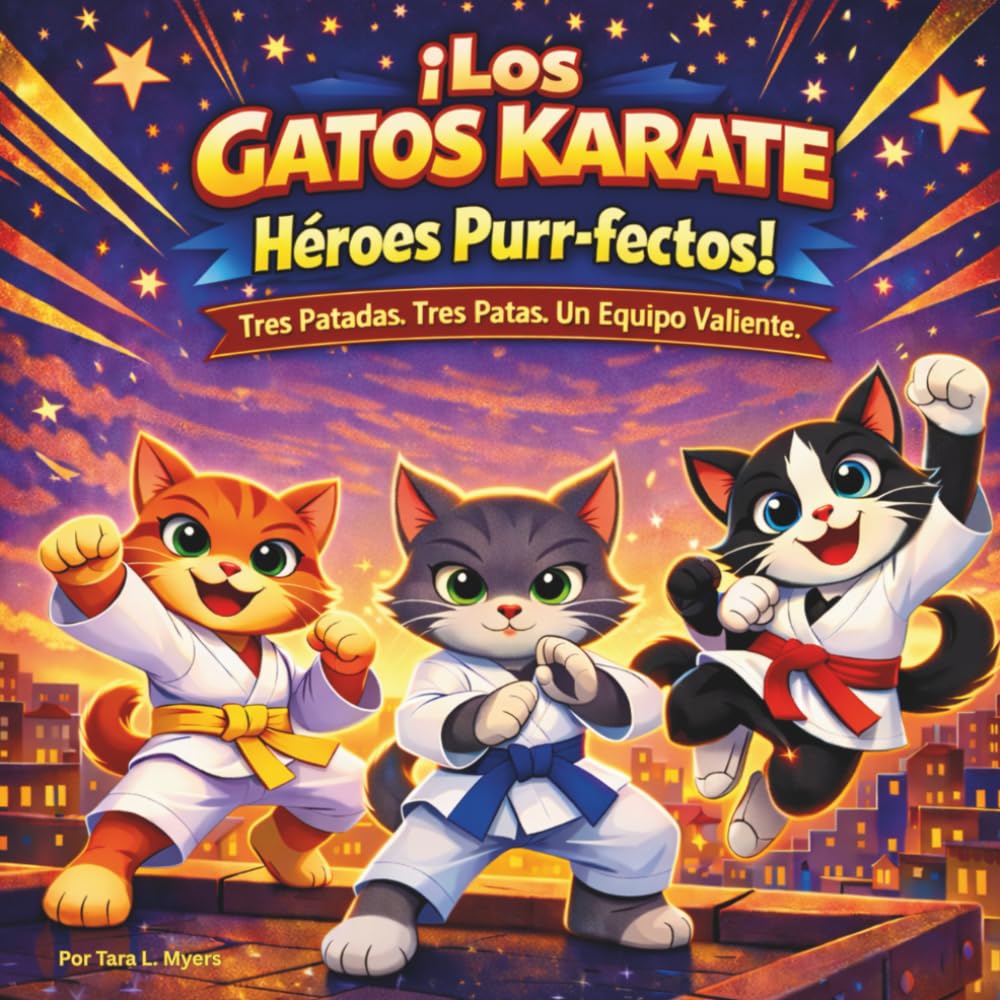 ¡Los Gatos Karate: Héroes Purr-fectos!: Libros de cuentos para niños | Tres patadas. Tres patas. Un equipo valiente | Aventura | Animales | Gatos | ... 8.5 x 8.5 (Children's Storybooks- SPANISH)
